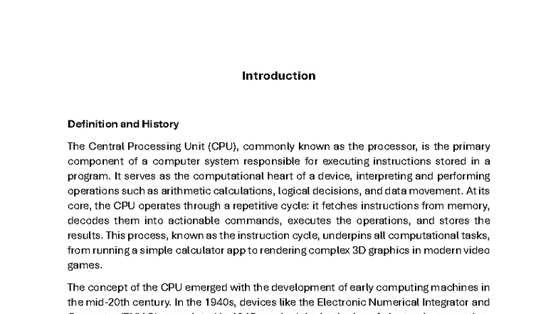 CPU Overview: Definition, History, and Future Trends - Studocu