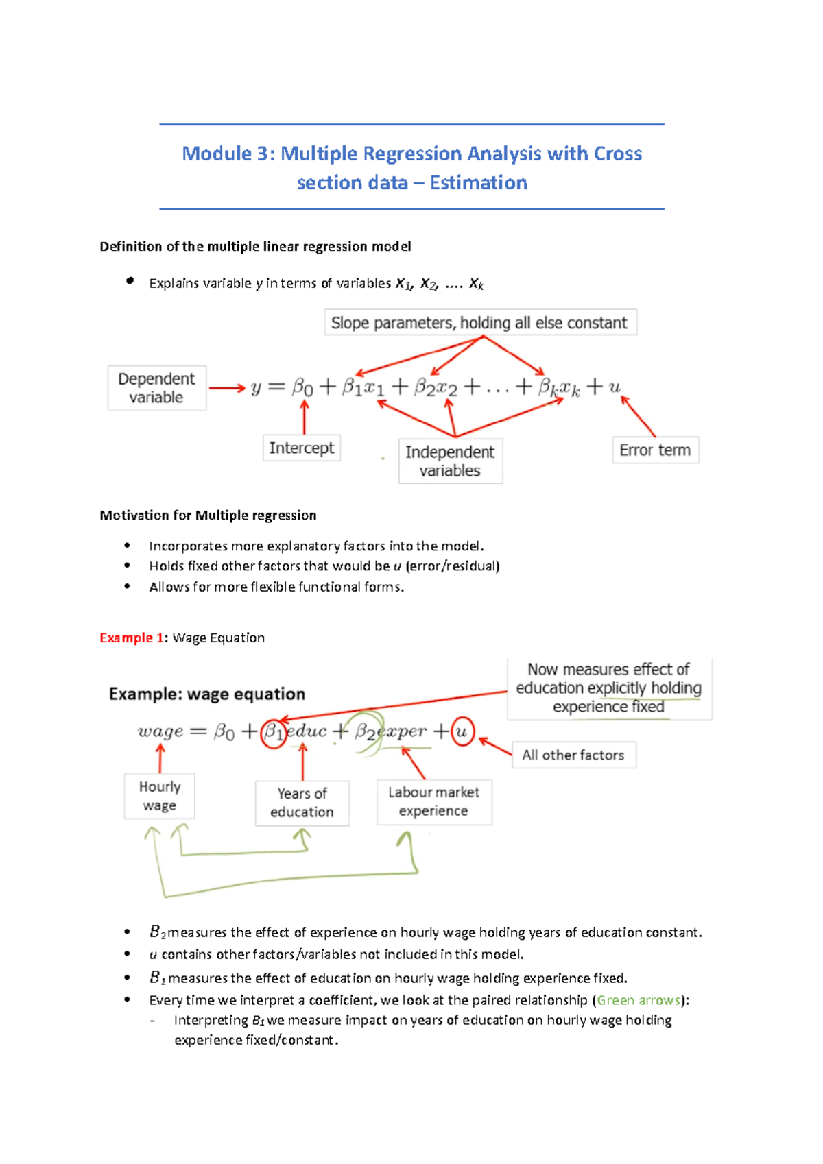 Module 3 - Summary based on Lecture video - Module 3: Multiple ...