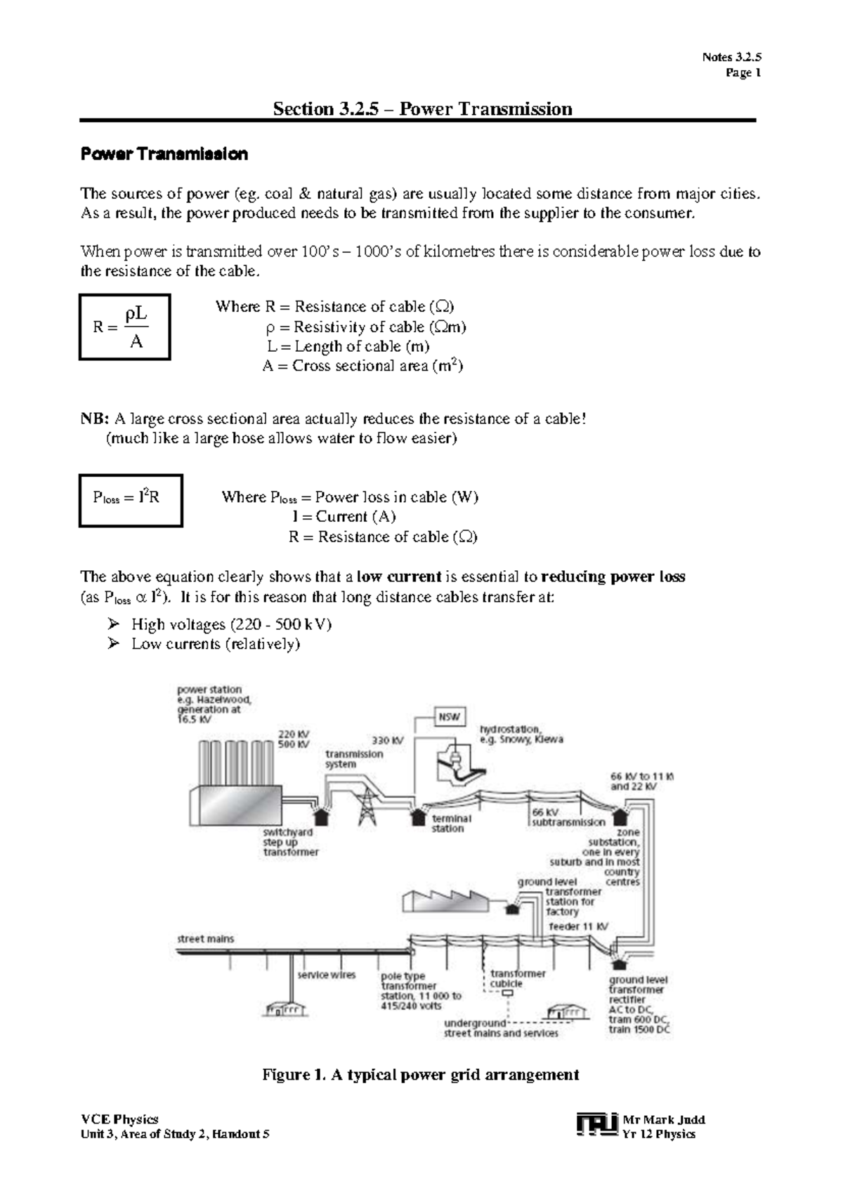 VCE Physics Unit 3: Area of Study 2 - Power Transmission Notes - Studocu