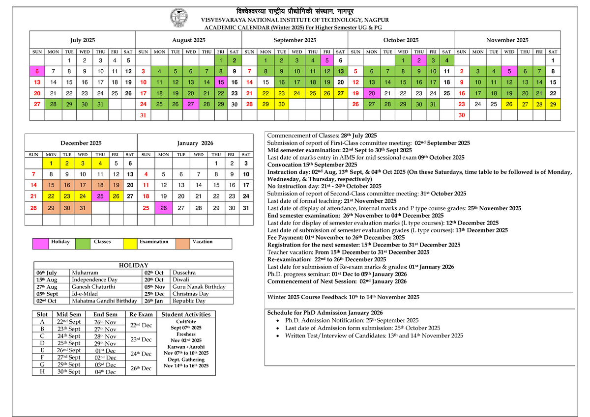 Annexure-77.IX Academic Calendar for Higher Sem UG & PG Winter 2025 ...