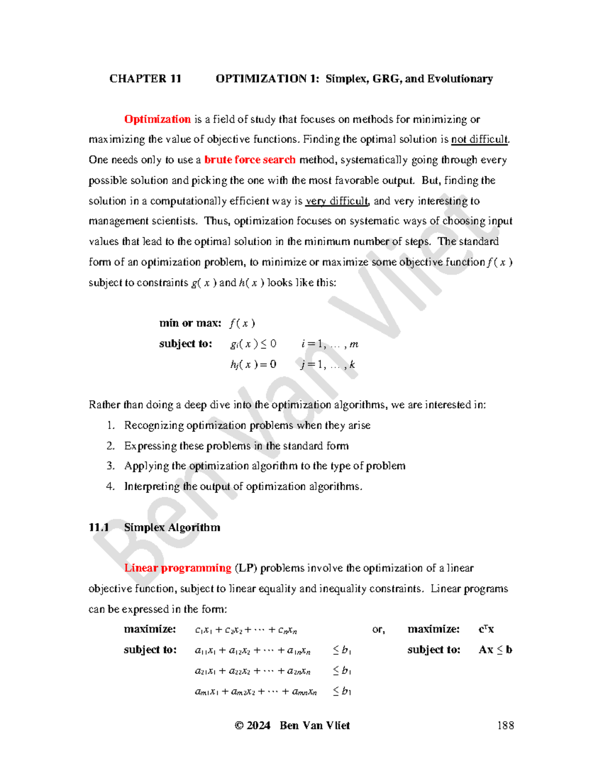 Chapter 11 Simplex GRG Evolutionary - CHAPTER 11 OPTIMIZATION 1 ...