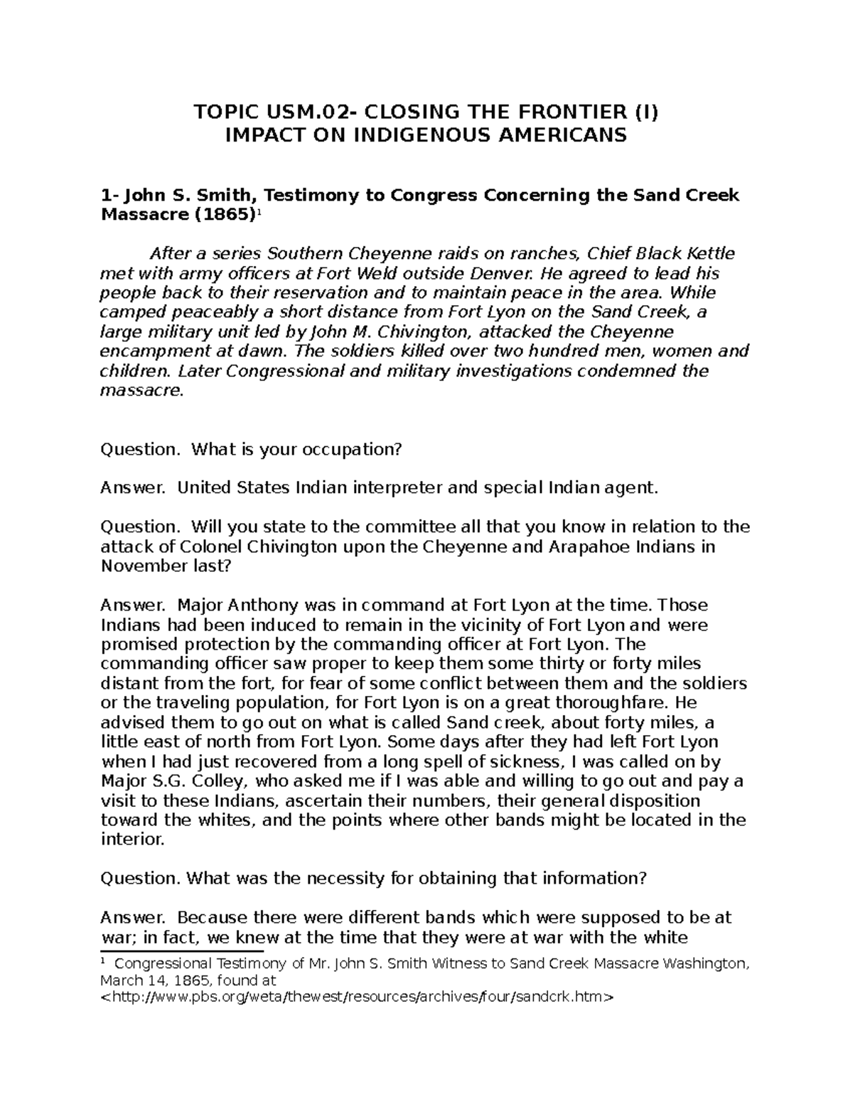 HIST 302: Wounded Knee Massacre Accounts - Testimonies of Sioux Leaders ...
