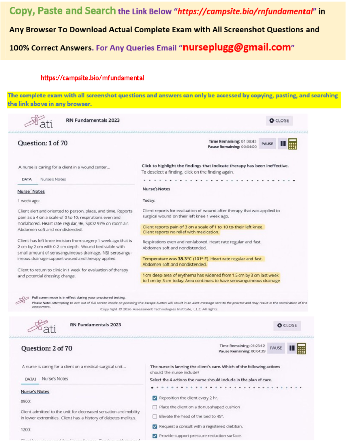 ATI RN Fundamentals Proctored Exam NGN 70 Q&A Level 3 (2023-2026) - Studocu