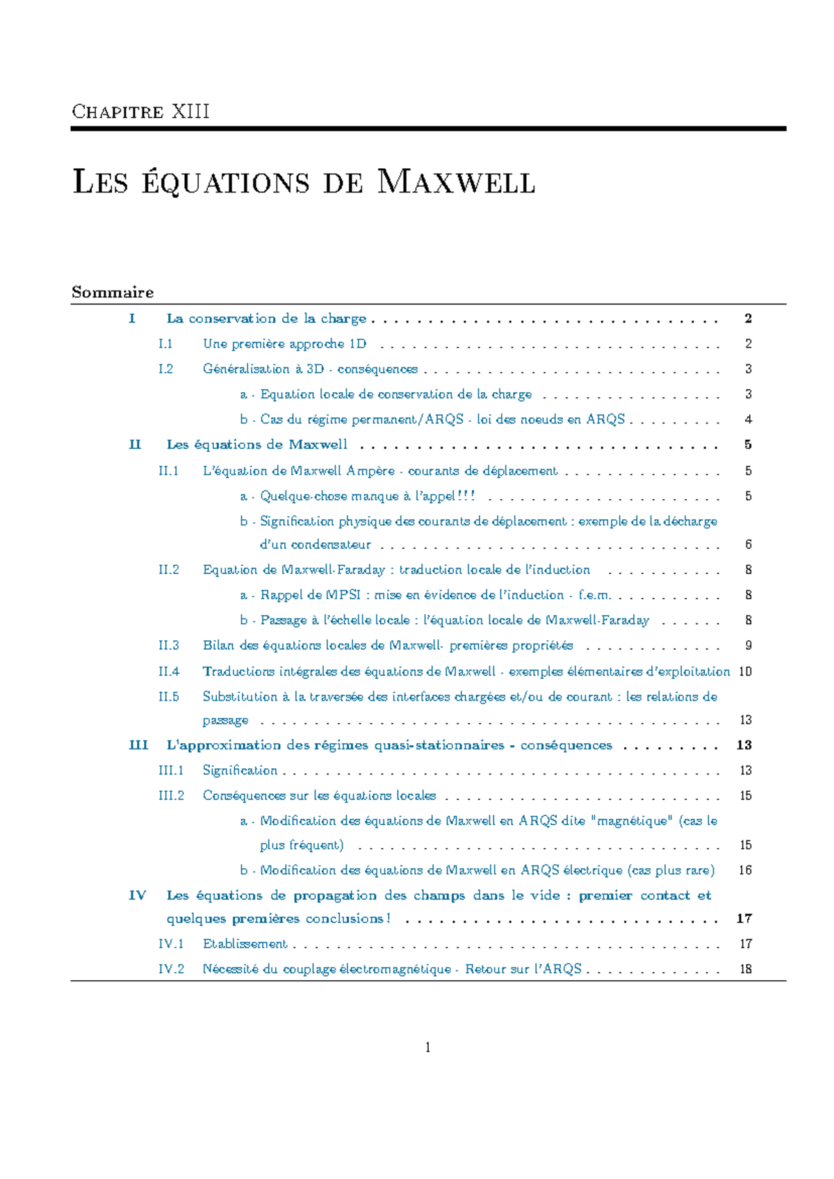 Chapitre 1 Les Équations de Maxwell Conservation de la Charge (PT2 — free download