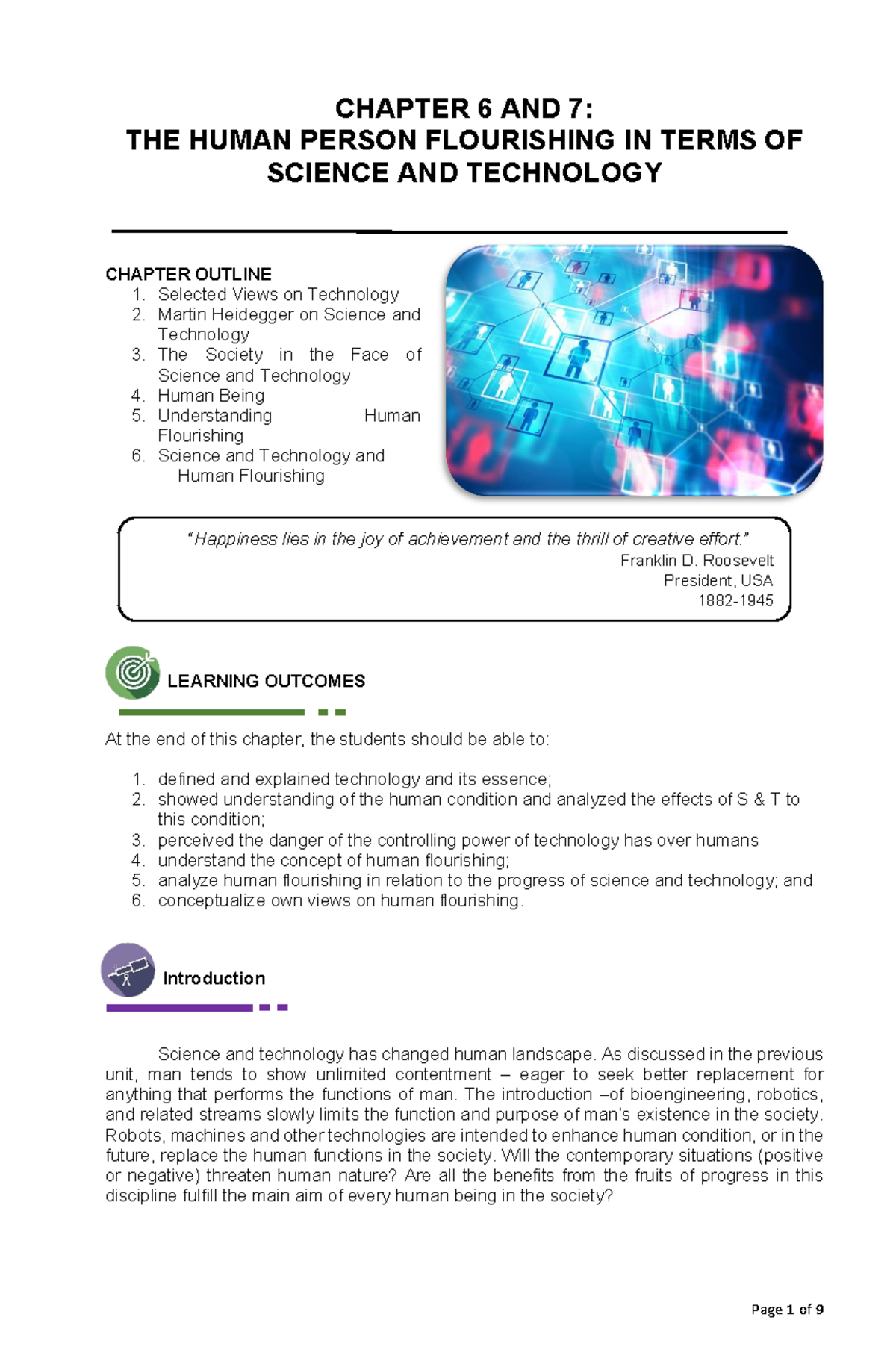Chapter 6 & 7: Human Flourishing in Science and Technology (Lecture ...