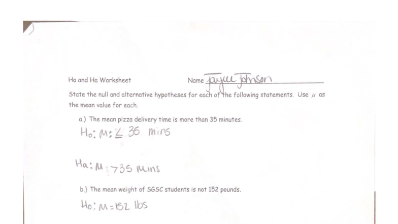 Ho and Ha Hypothesis Worksheet for [Course Code] - Studocu