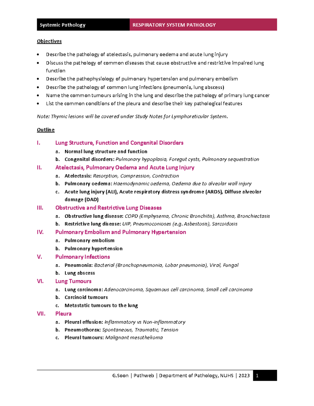 Systemic Pathology: Study Notes on Respiratory System Pathology (2023 ...