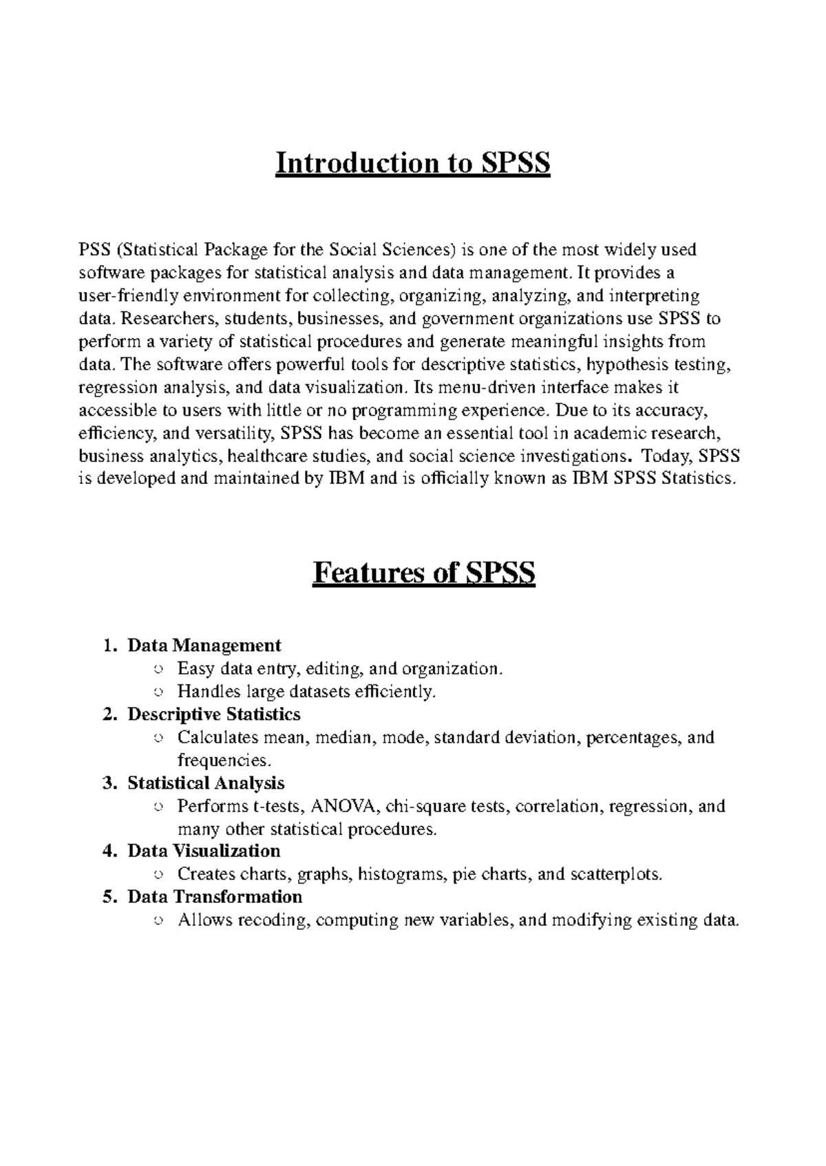 Introduction to SPSS: Key Features and Applications in Prob & Stats ...