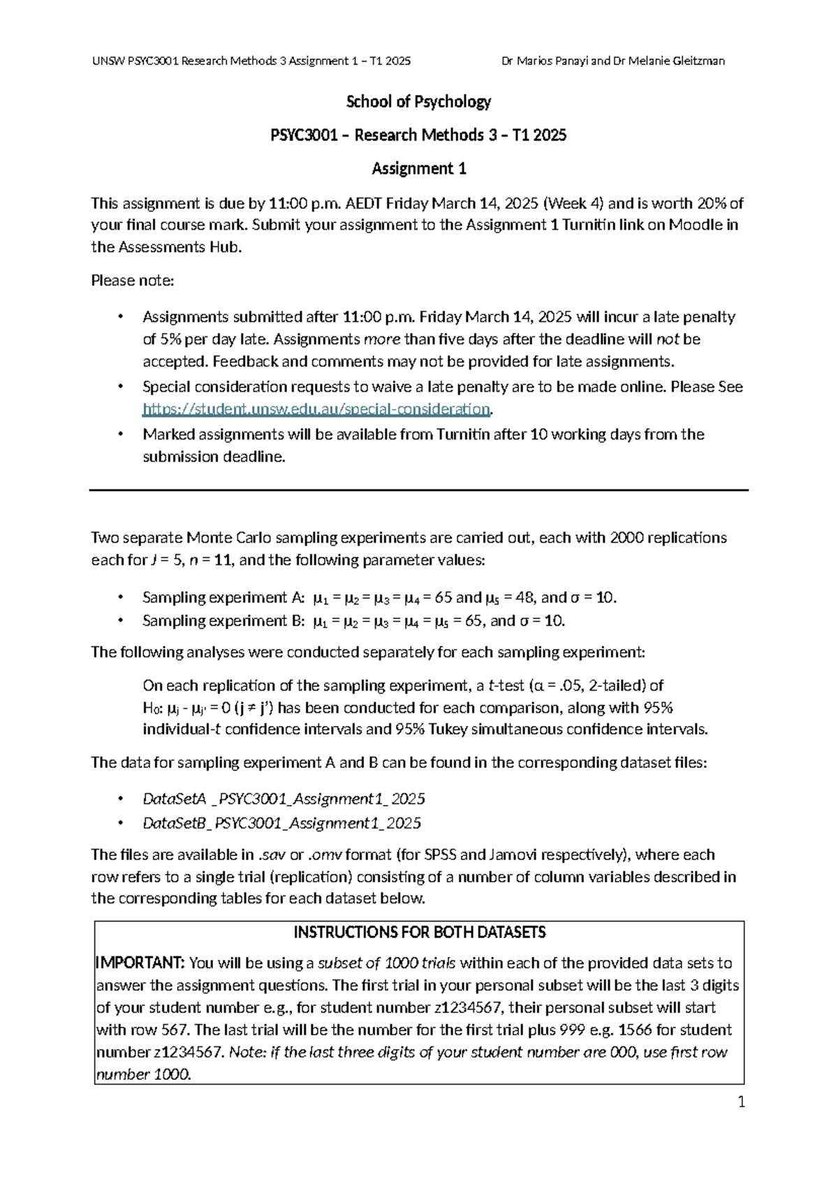 UNSW PSYC3001 Research Methods 3 Assignment 1 Guidelines T1 2025 - Studocu