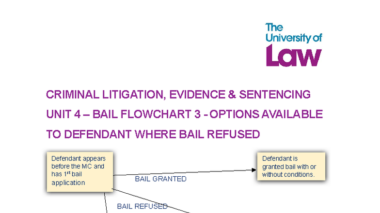 CRIMINAL LITIGATION UNIT 4: BAIL FLOWCHART & DEFENDANT OPTIONS - Studocu