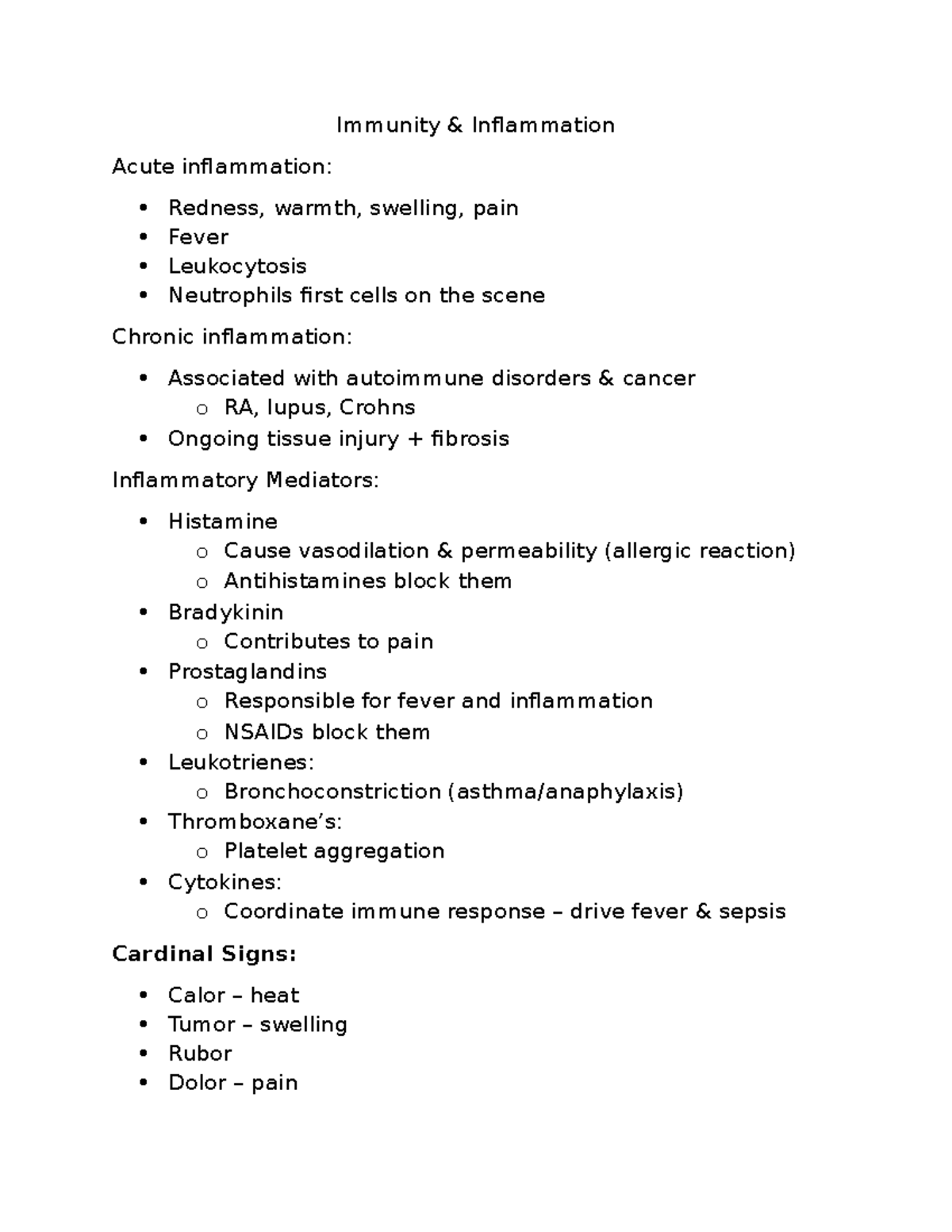 Immunity and Inflammation: Key Concepts and NCLEX Review Notes - Studocu