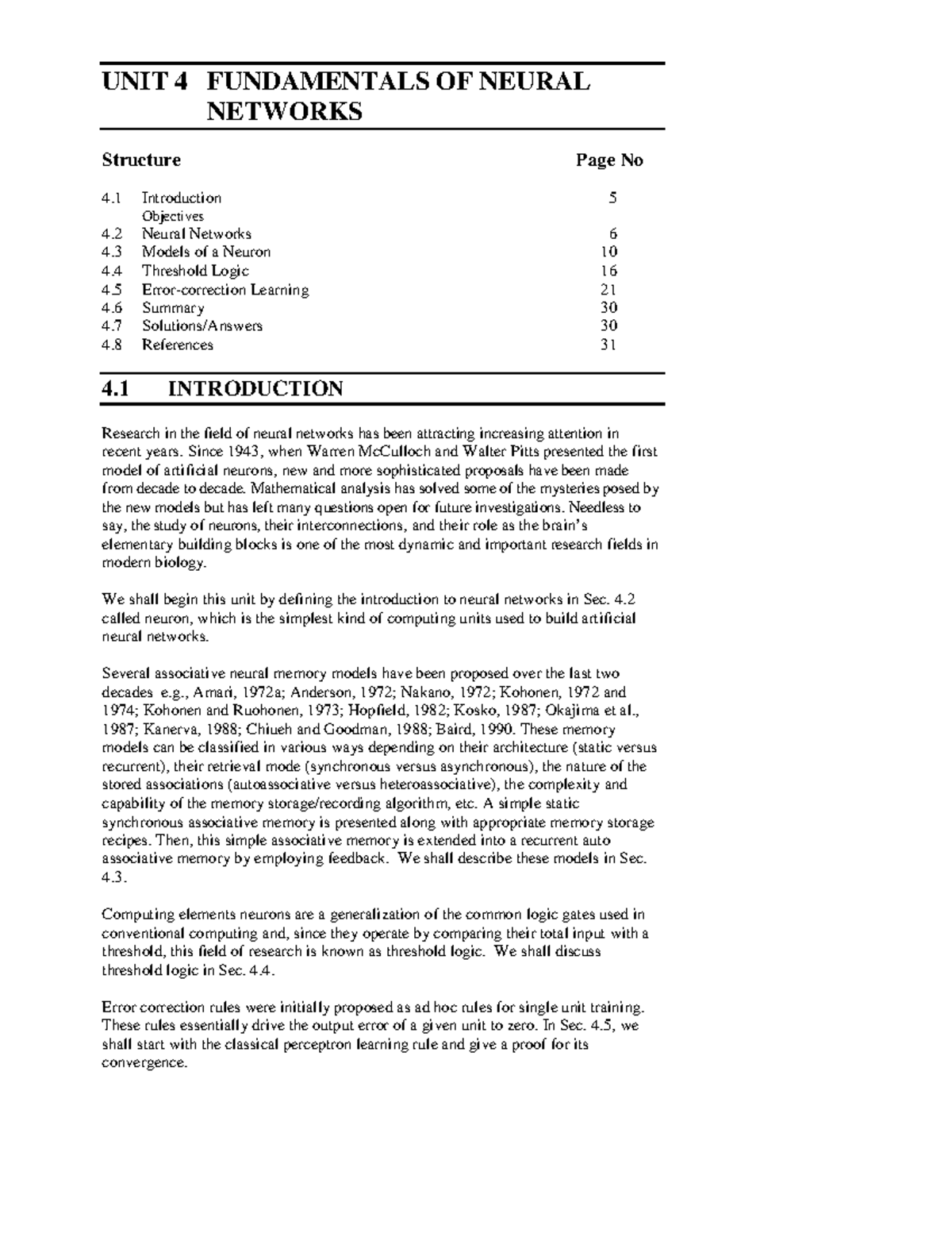 Neural Networks Fundamentals: IGNOU Study Material for Unit 4 - Studocu