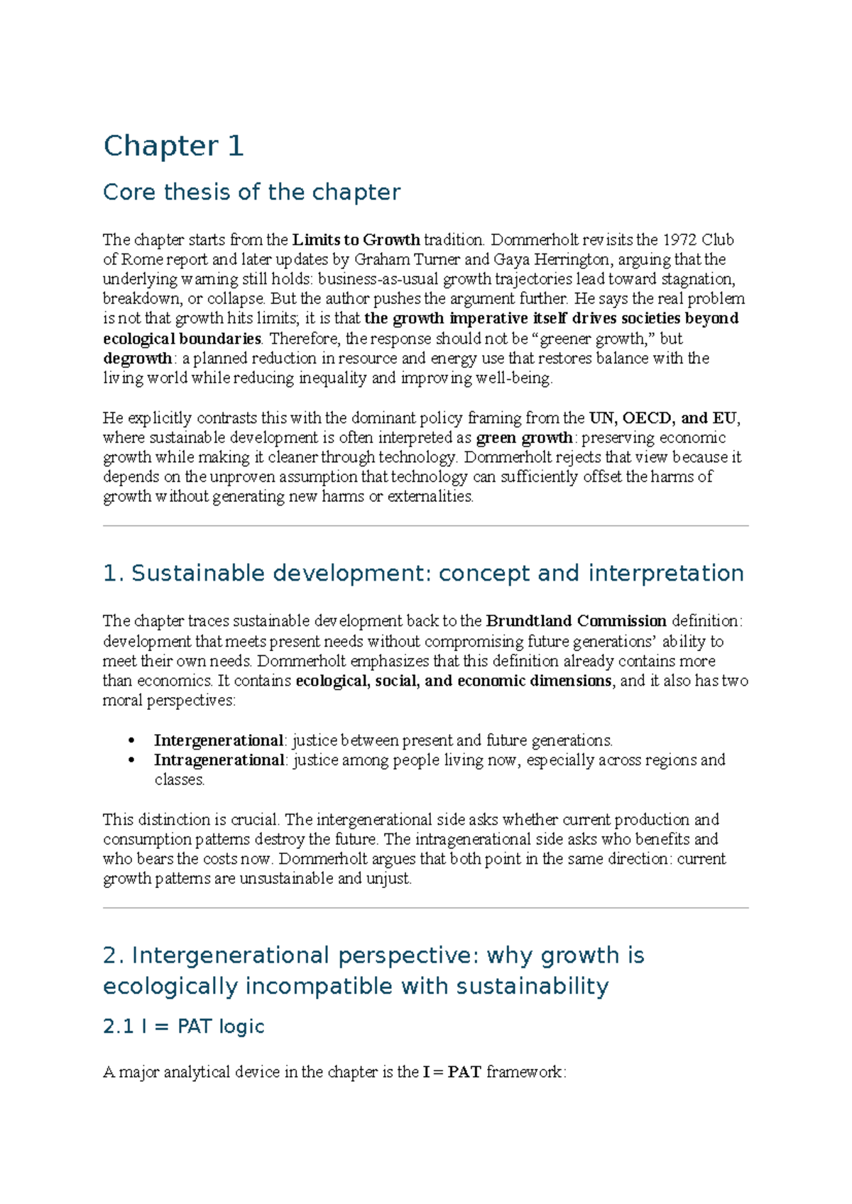 Chapter 1: Core Thesis on Sustainability and Growth (Course Code: MARK ...