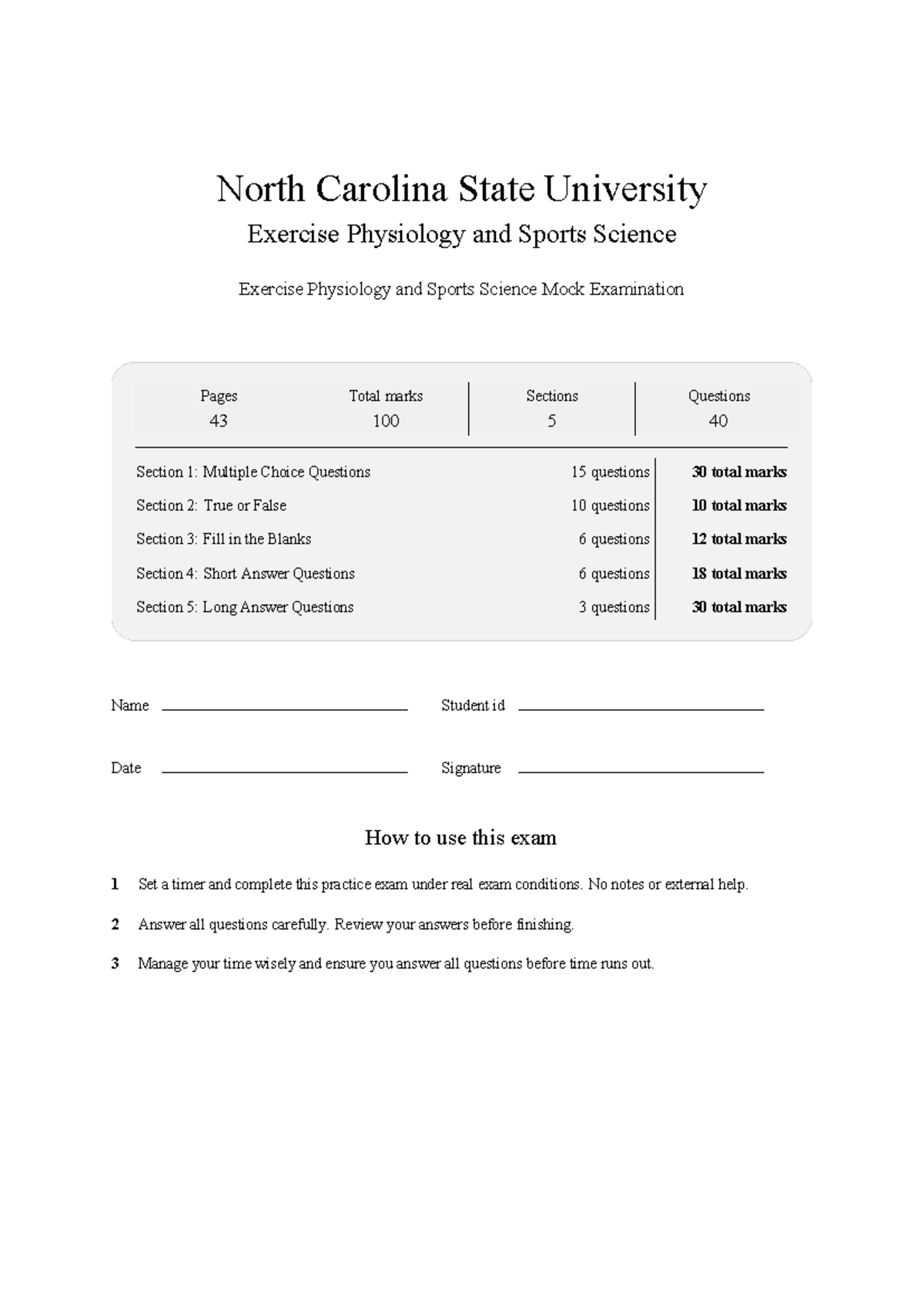HESM 478 Exercise Physiology & Sports Science Mock Exam 2026 - Studocu