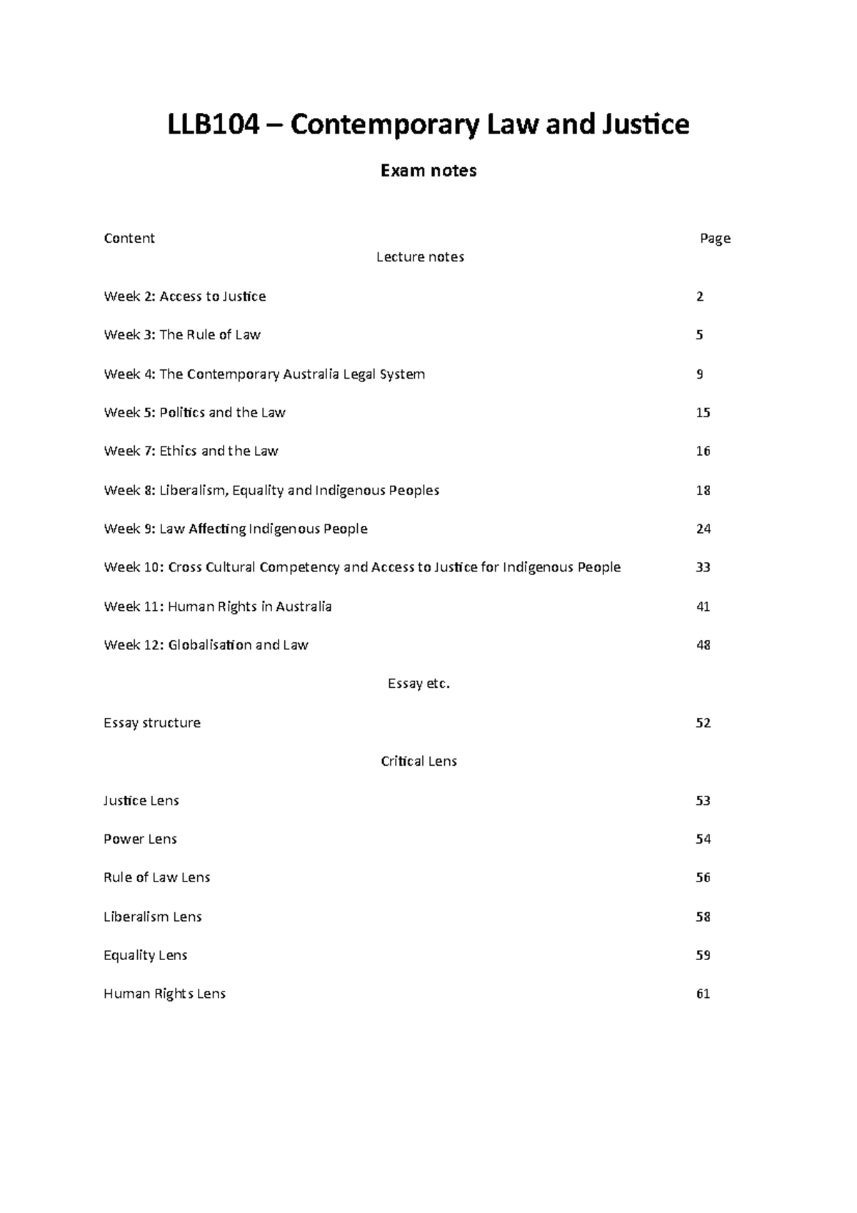 LLB104 Exam notes - LLB104 – Contemporary Law and Justice Exam notes ...