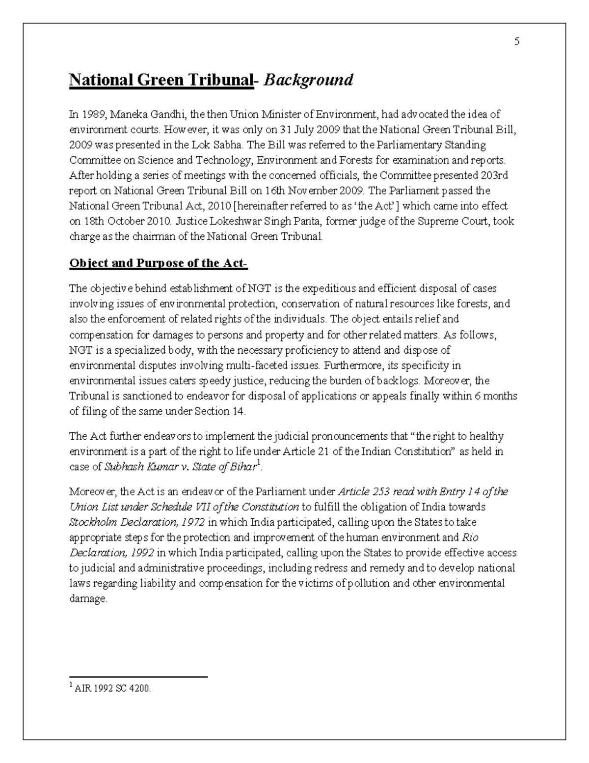 National Green Tribunal: An Overview of the 2010 Act and Its Features ...