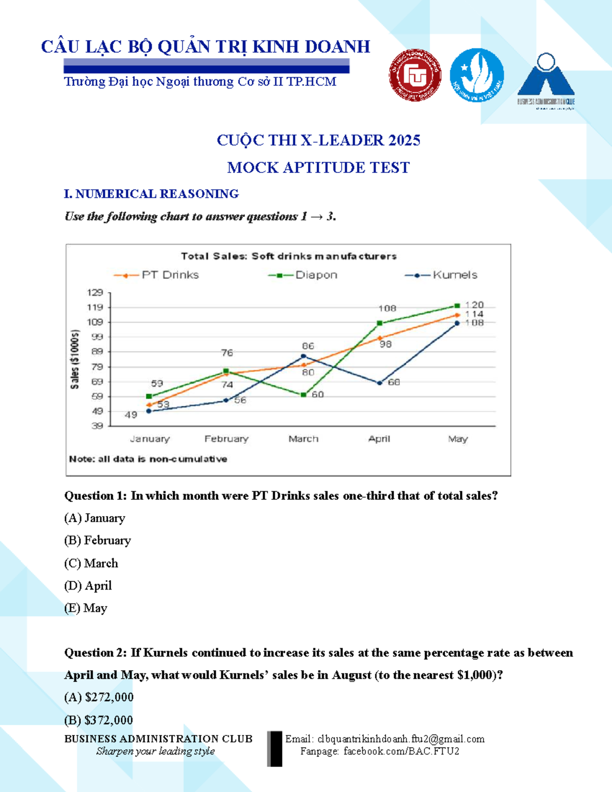 [X- Leader 2025] MOCK Aptitude Test Questions and Answers - Studocu