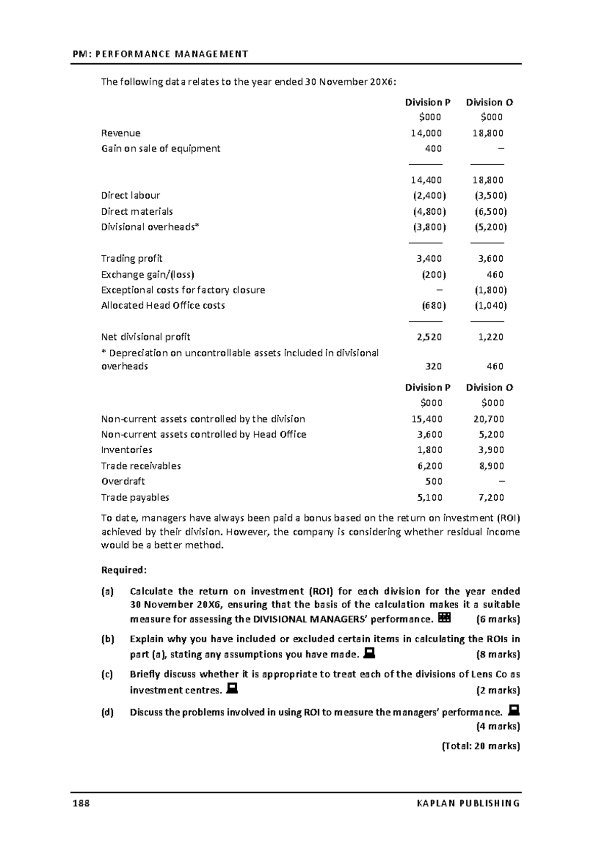PM: PE Performance Management - ROI Analysis for Divisions P & O - Studocu