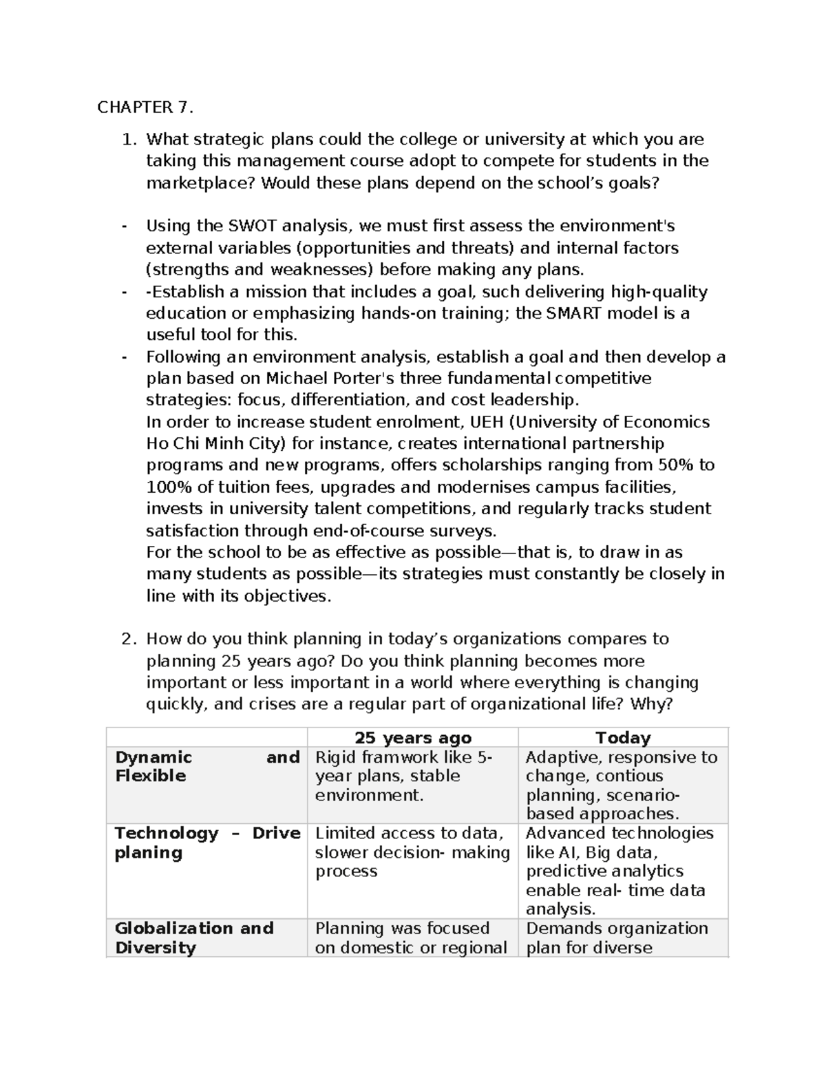 Chapter 7 - Strategic Planning in Higher Education Management - Studocu