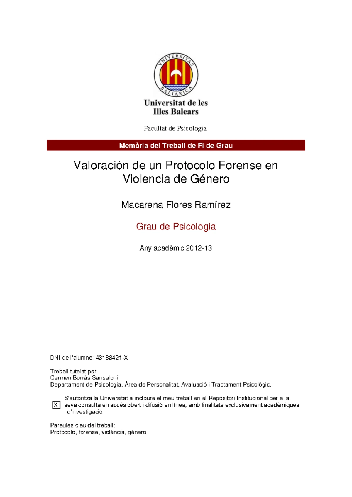 Evaluación Psicológica Forense de Daño Psíquico en Violencia de Género ...
