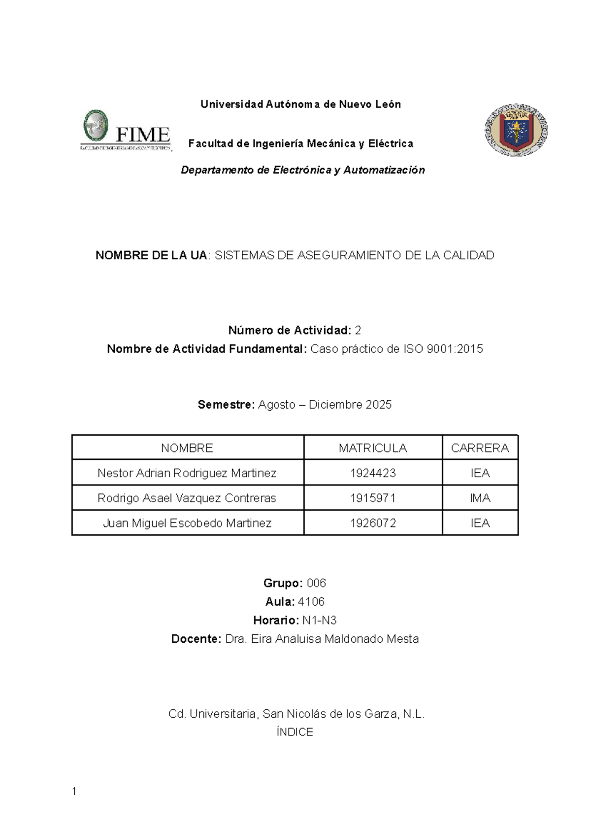 EA2: Caso Práctico sobre ISO 9001:2015 en Gestión de Calidad - Studocu