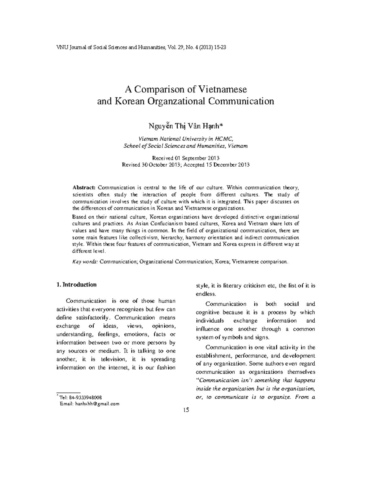 A Comparative Study of Organizational Communication in Vietnam and ...