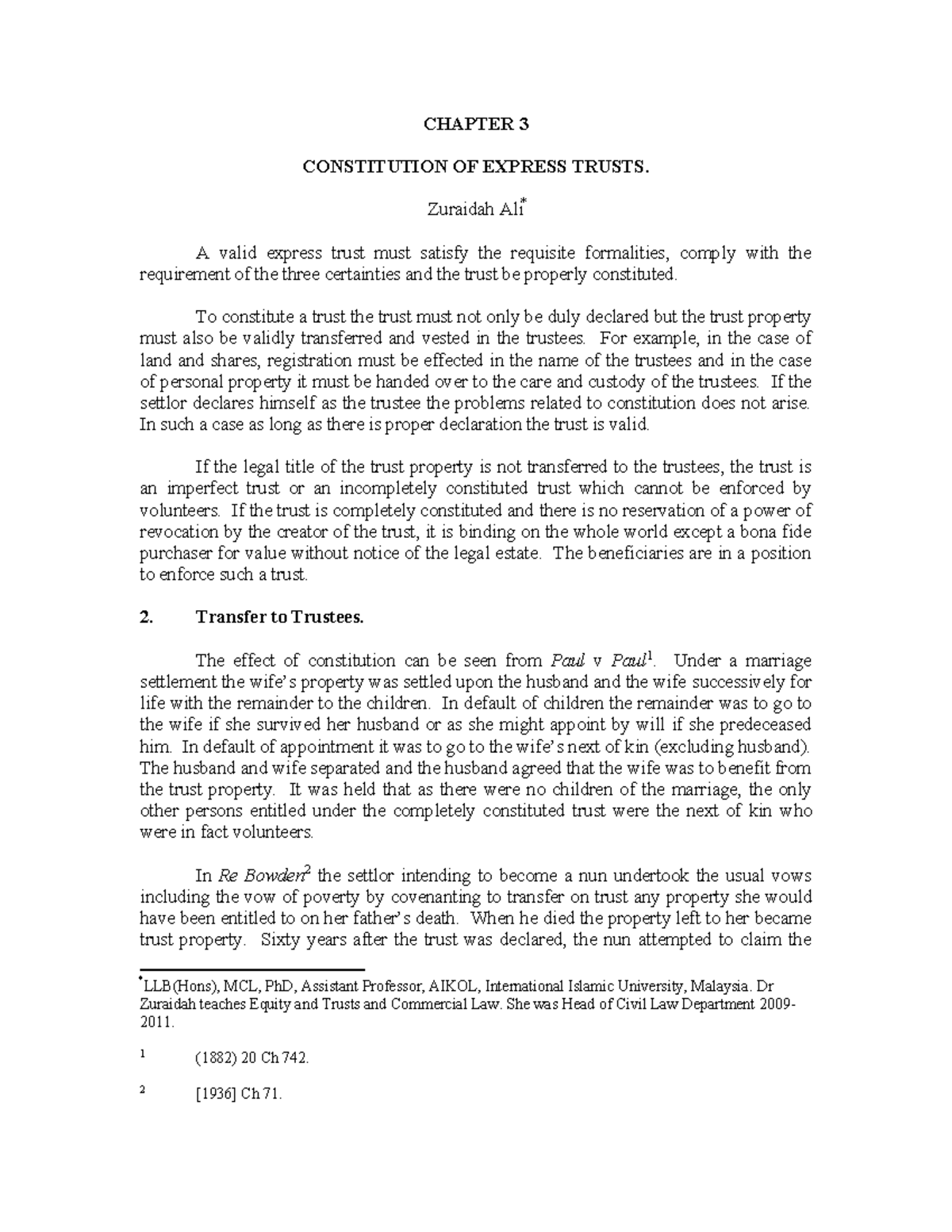 CHAPTER 3: CONSTITUTION OF EXPRESS TRUSTS - Key Concepts and Cases ...
