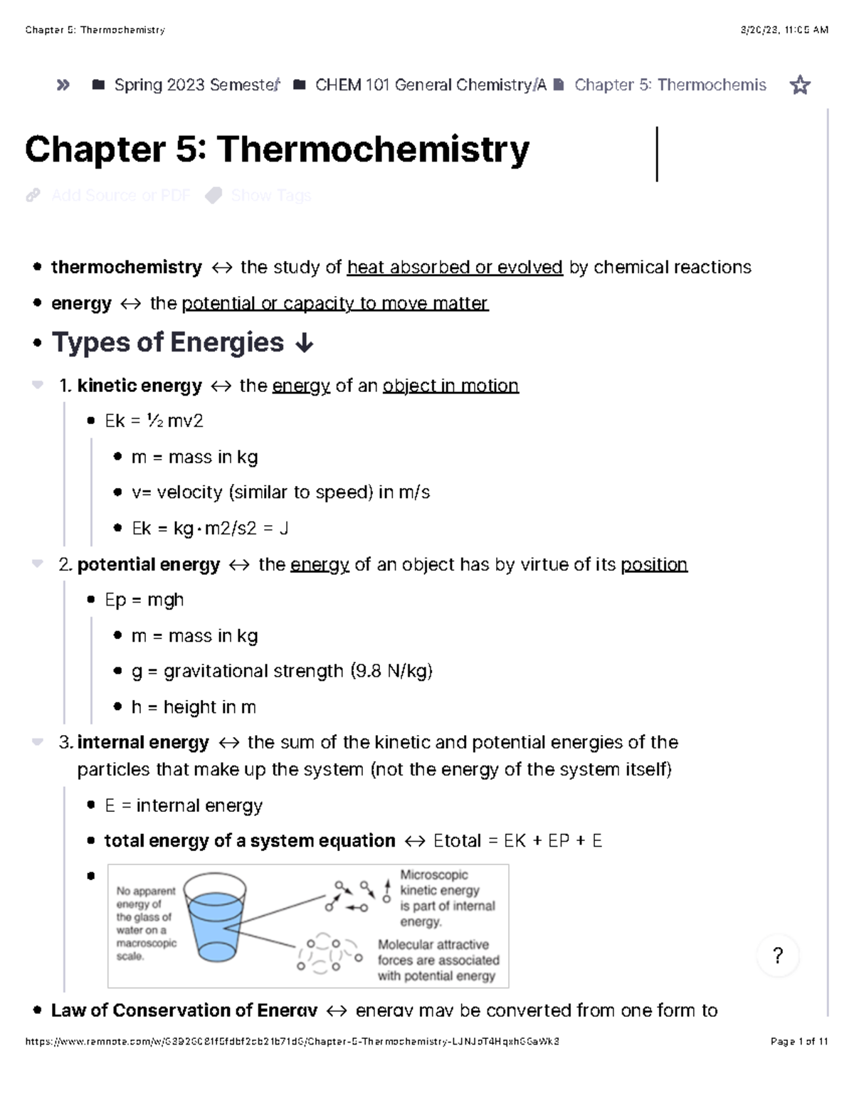CHEM 101 Chapter 5: Thermochemistry Concepts and Applications - Studocu