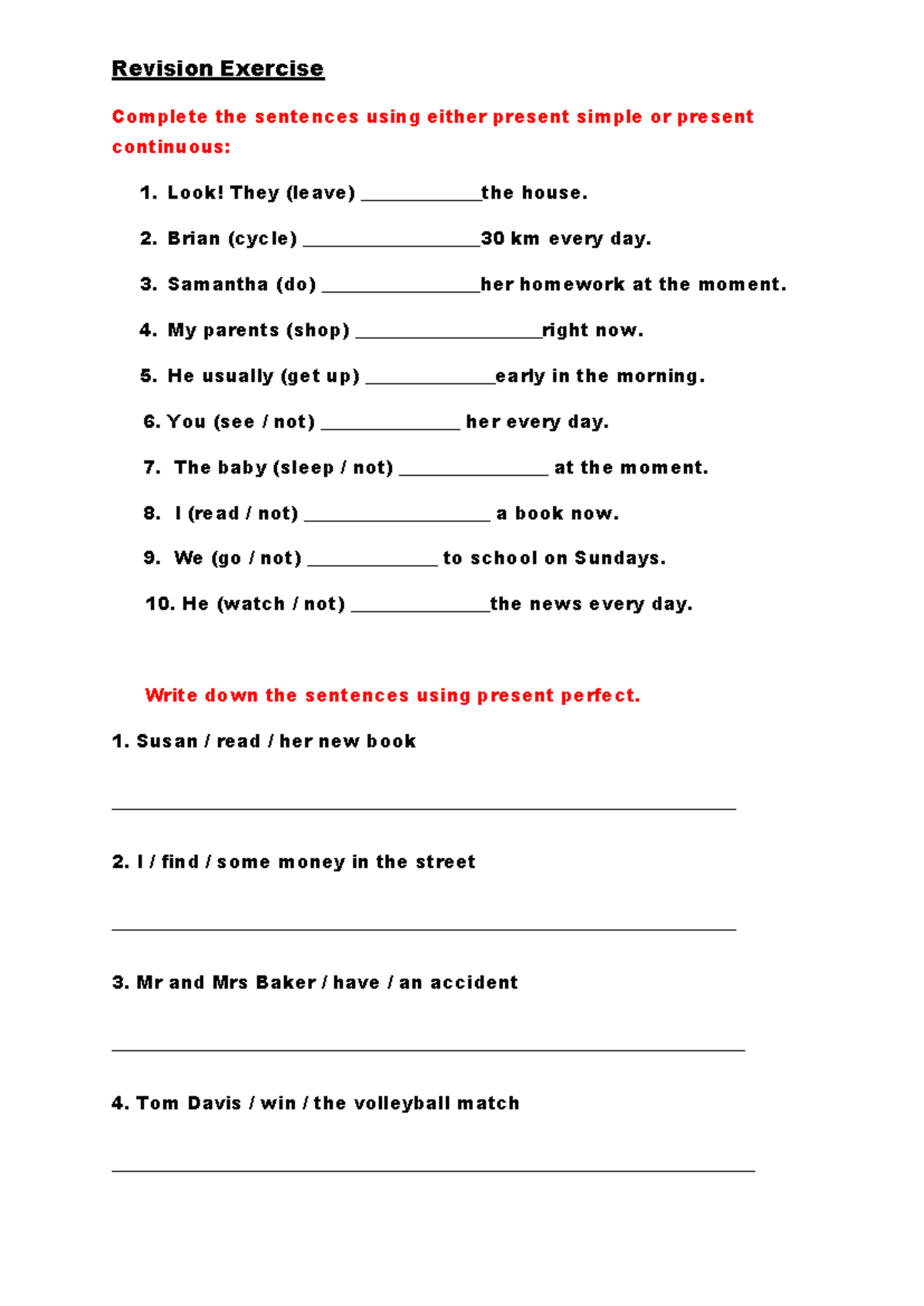 Basic Grammar Drills: Present Simple & Continuous Exercises 52967 - Studocu