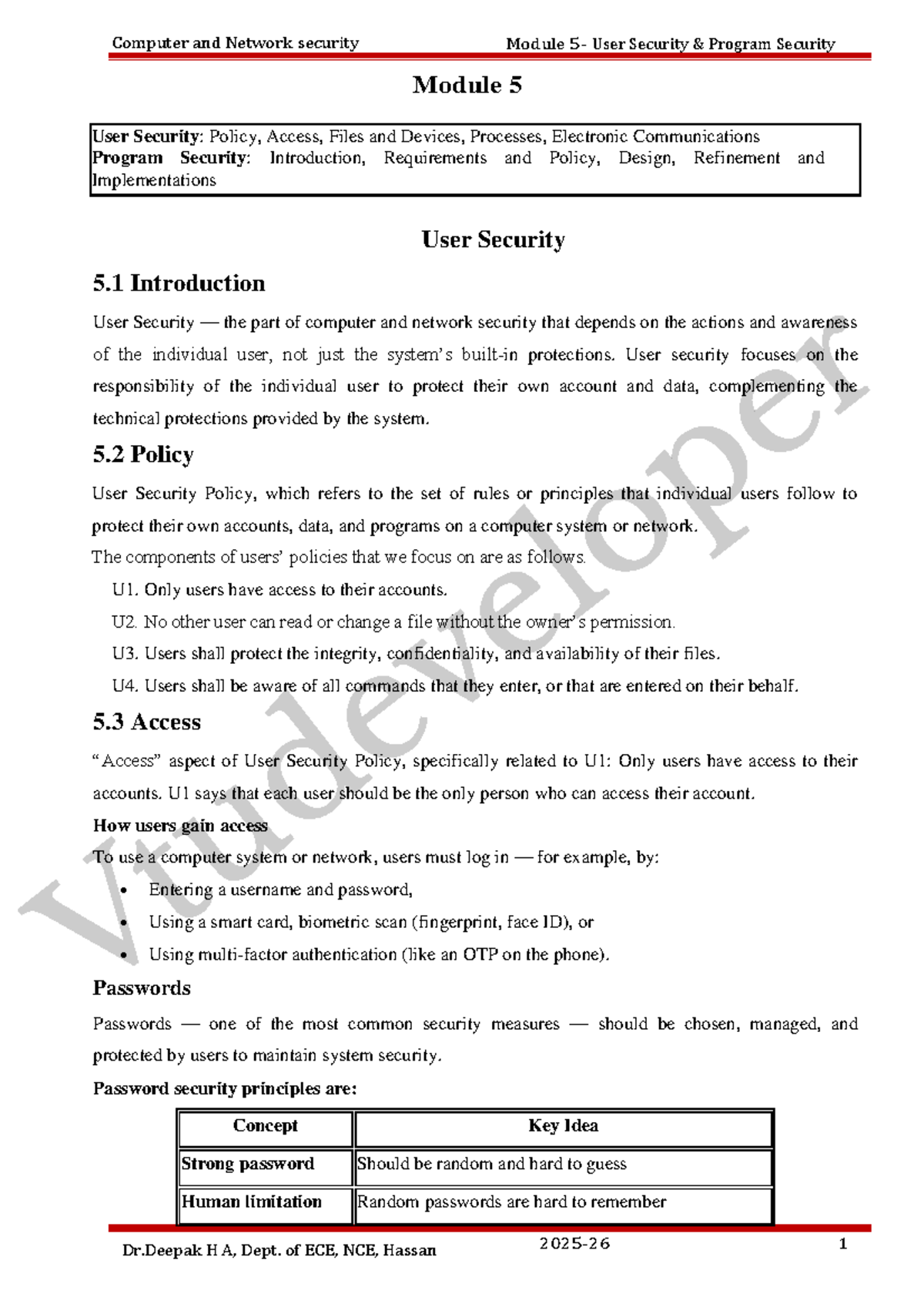Module 5: User Security Policies and Practices in Computer & Network ...