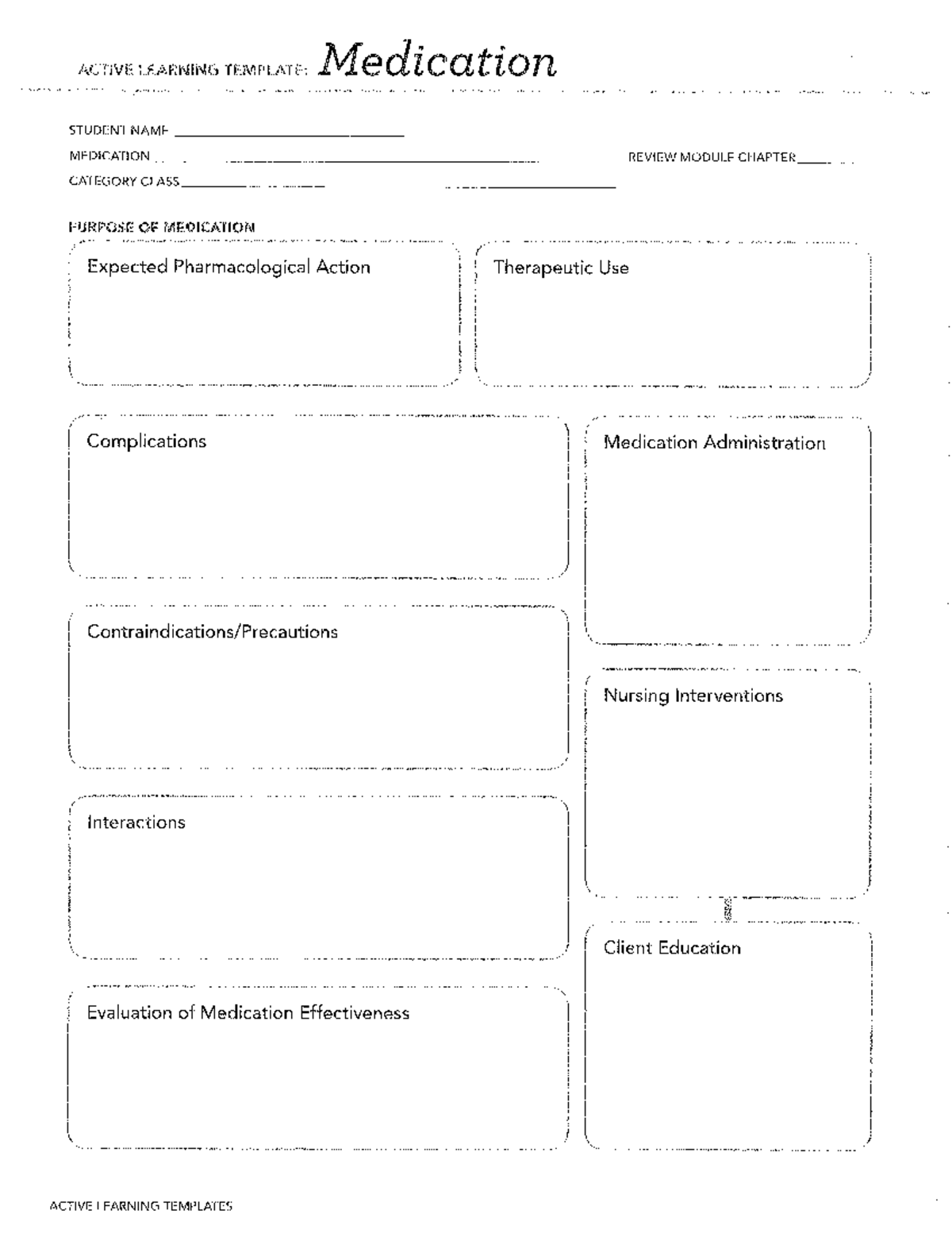 Medication Card Template For Nursing Students Free