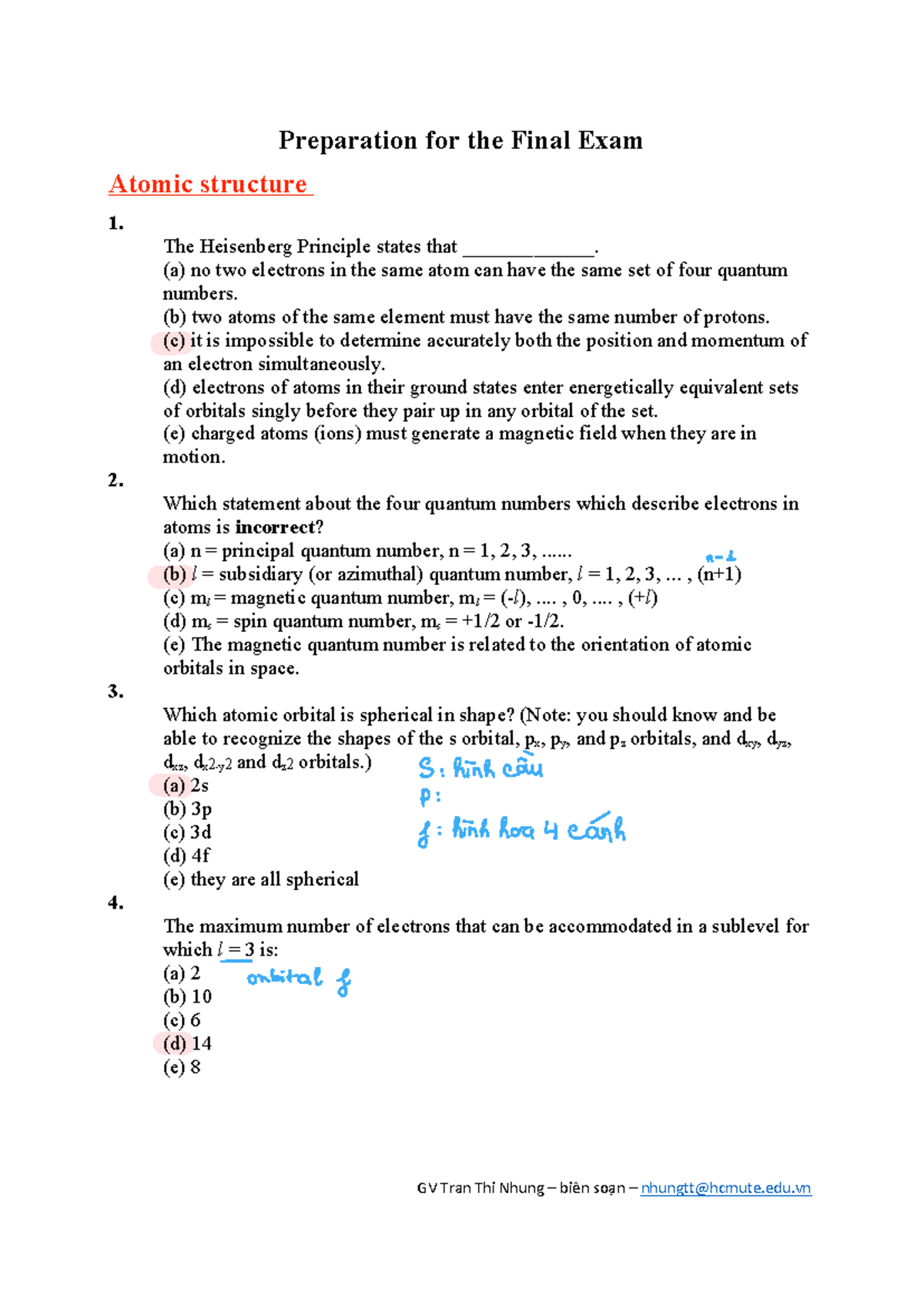 GV Chem 101: Preparation for the Final Exam Study Guide - Studocu