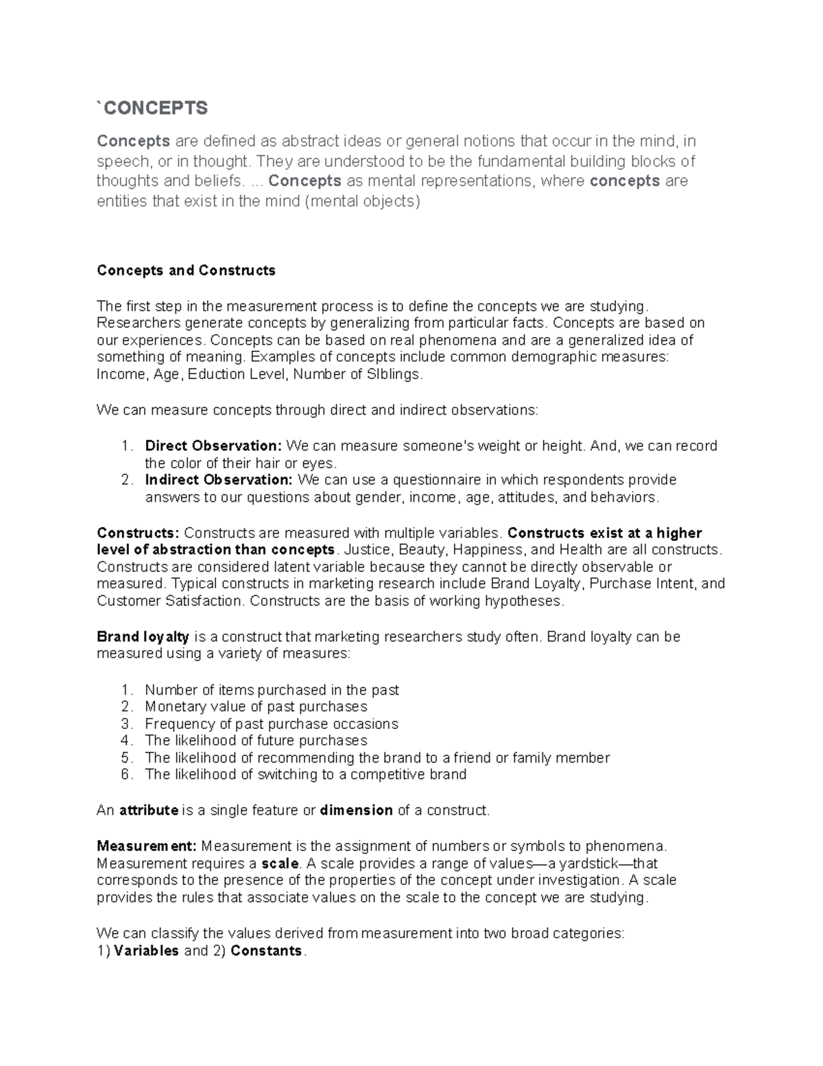 Concepts, Variables, and Attributes Notes for Intro to Sociology ...