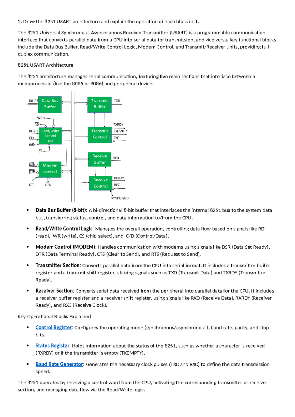 MPMC 8251 & 8255 USART/PPI Architecture and Operations Notes - Studocu