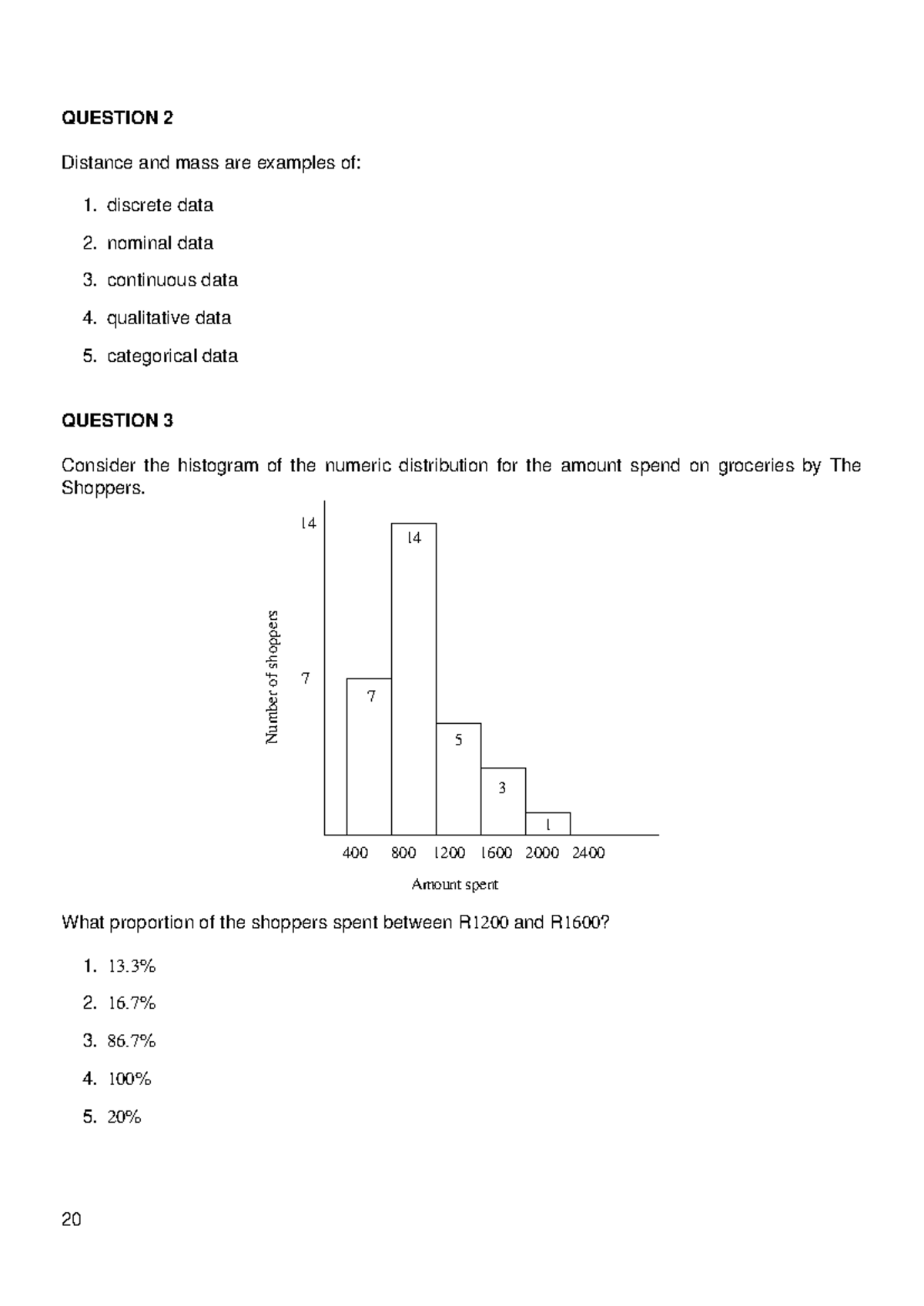 Test 1 - Statistics Concepts and Data Analysis Questions - Studocu