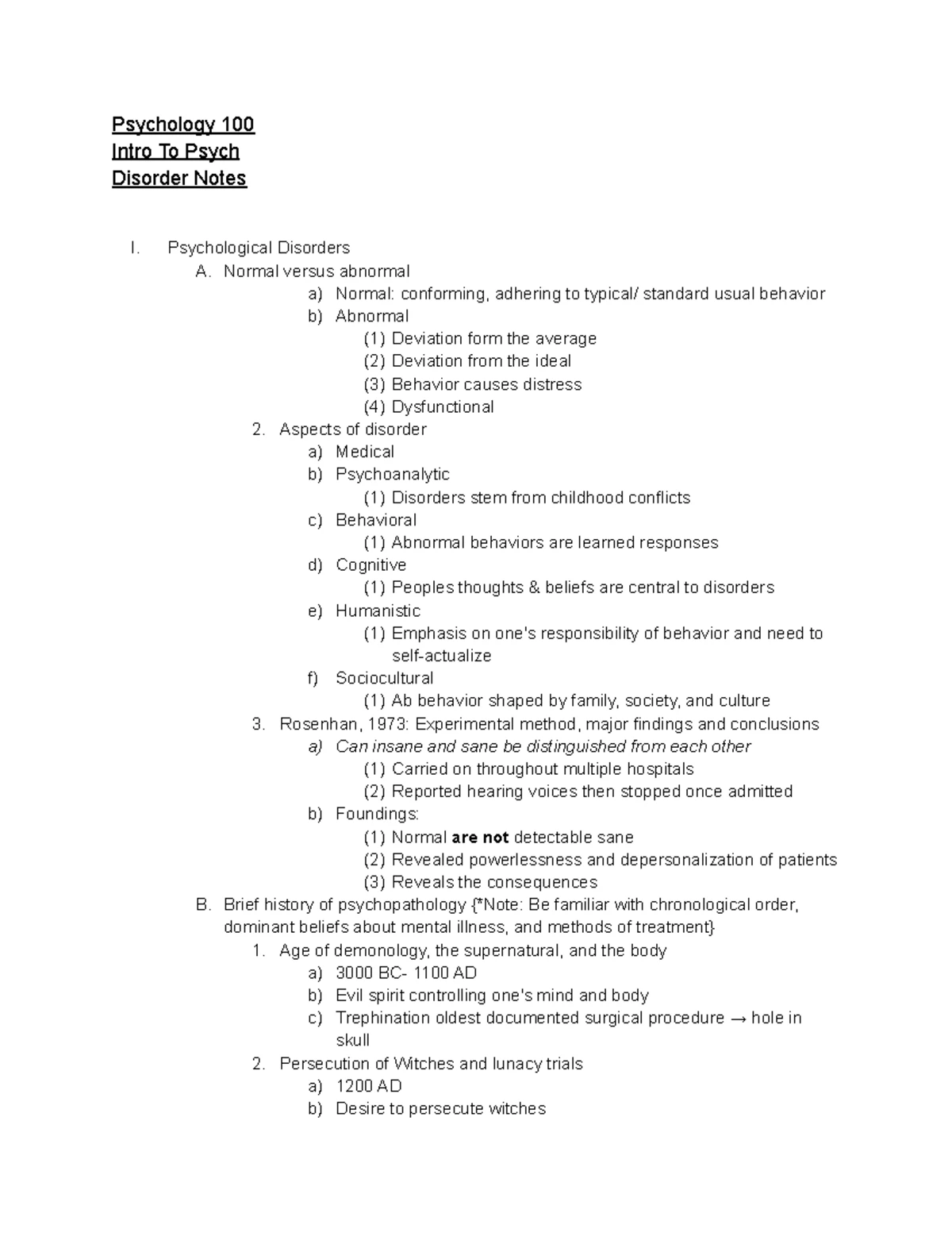 Psychology 100 Final Exam Notes: Key Concepts and Perspectives - Studocu