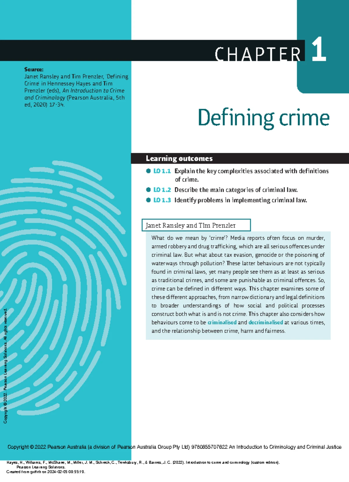Ch 1 - Understanding Crime: Definitions and Perspectives - Studocu
