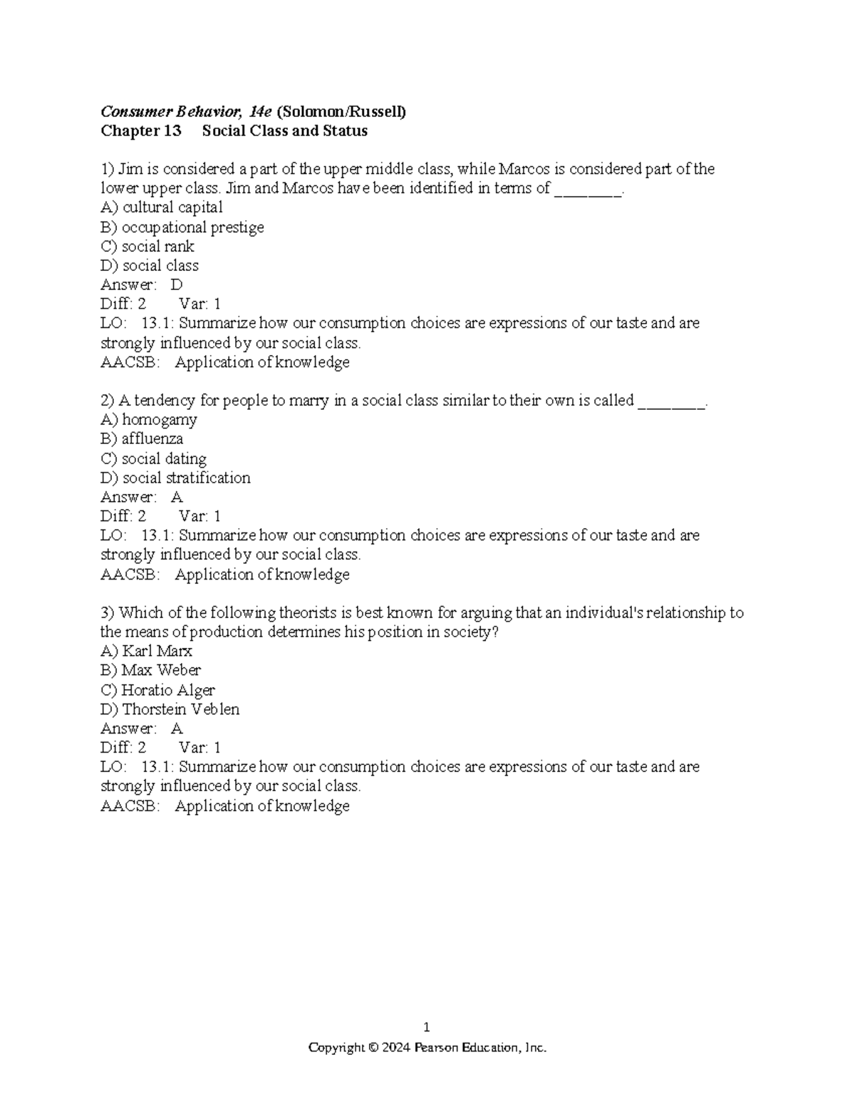 Consumer Behavior, 14e Chapter 13: Social Class and Status Insights ...