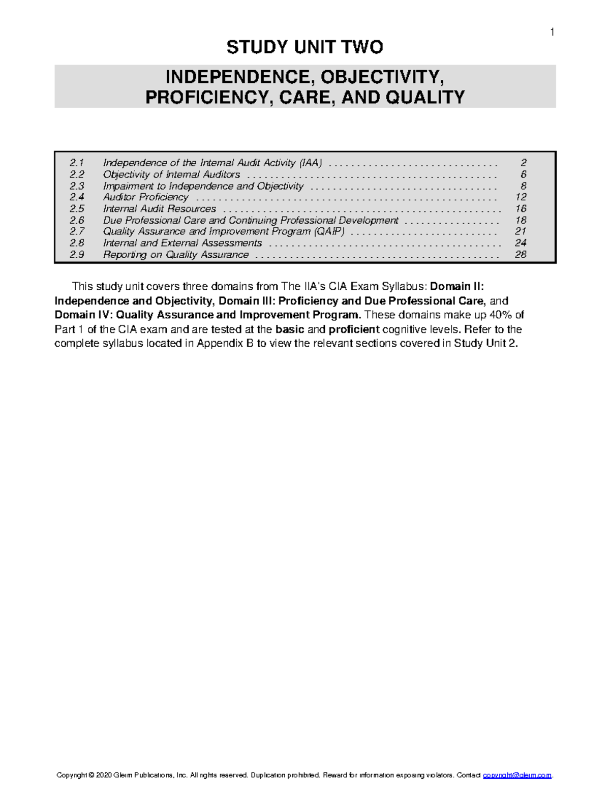 SU 2: Independence, Objectivity, Proficiency, Care, and Quality Notes ...