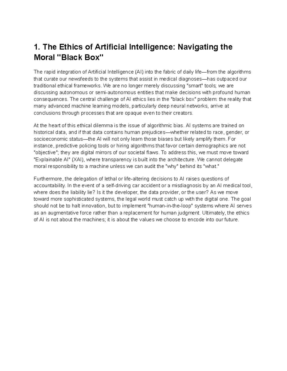 Ethics of AI: Navigating the Moral Black Box in Modern Tech - Studocu