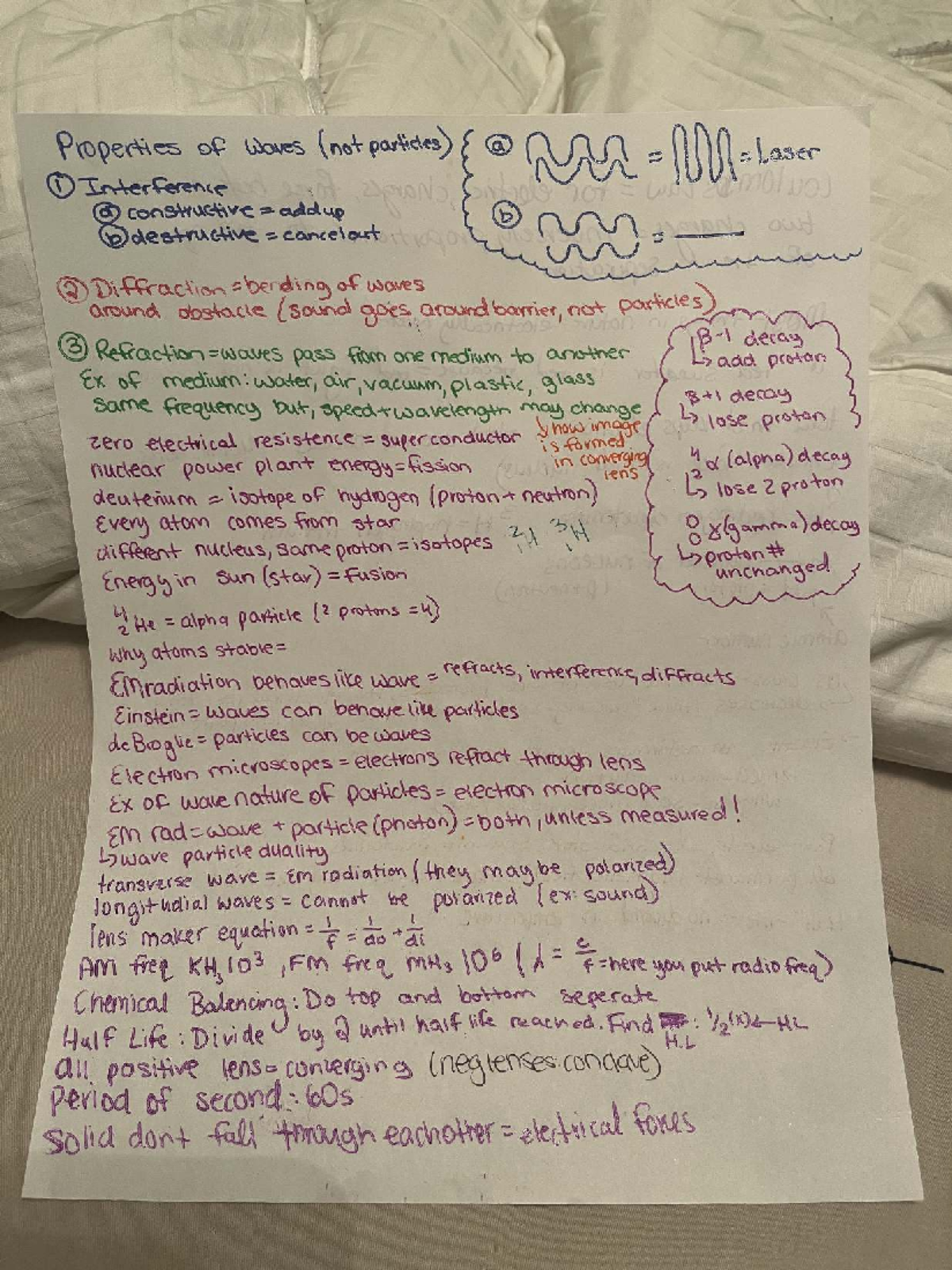 Exam 2 Notes - Mancini Prof: Wave Properties & Interference Concepts ...
