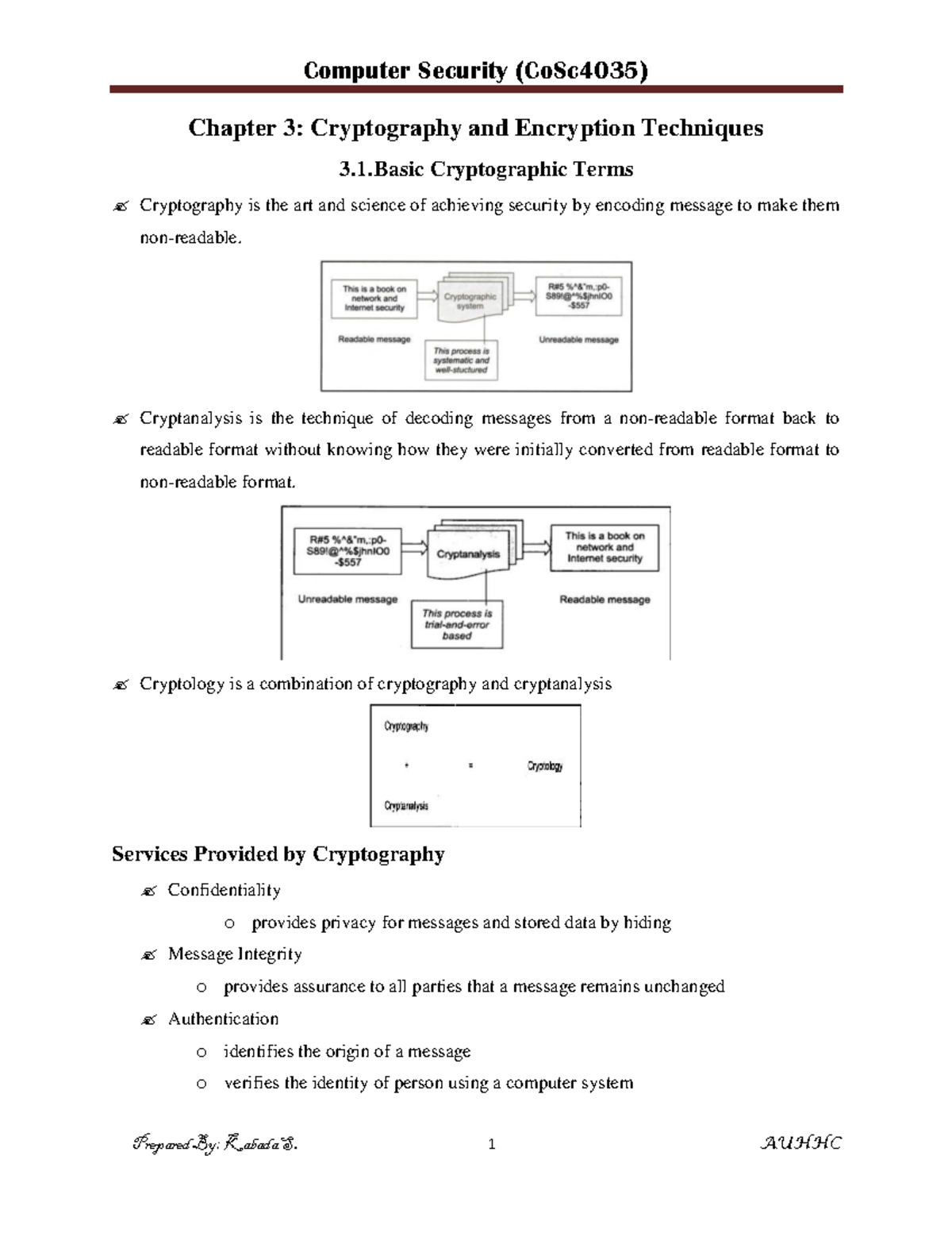 Chapt 3: Cryptography & Encryption Techniques Overview for CS101 - Studocu
