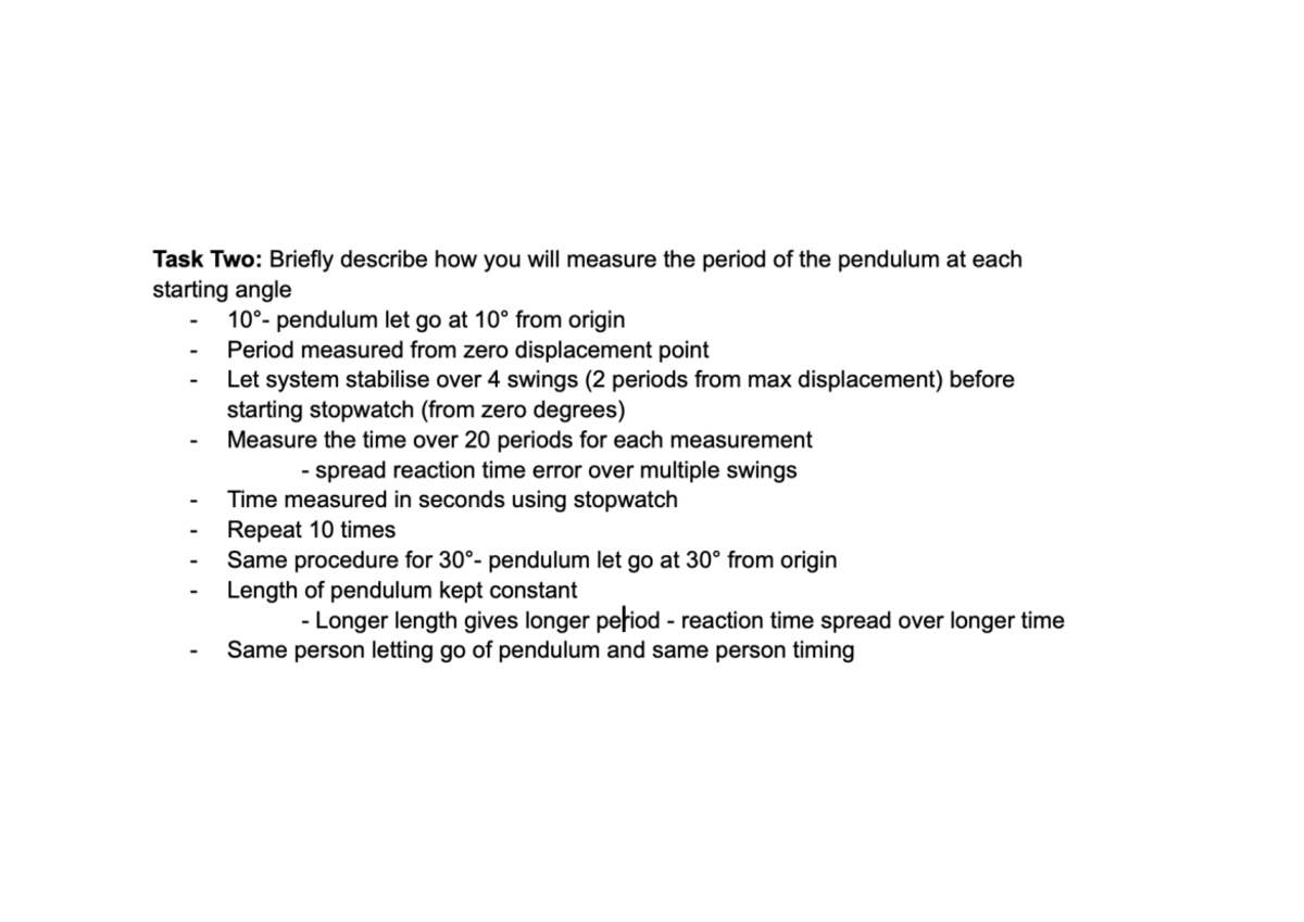Physics 101: Pendulum Period Measurement Methods Notes - Studocu