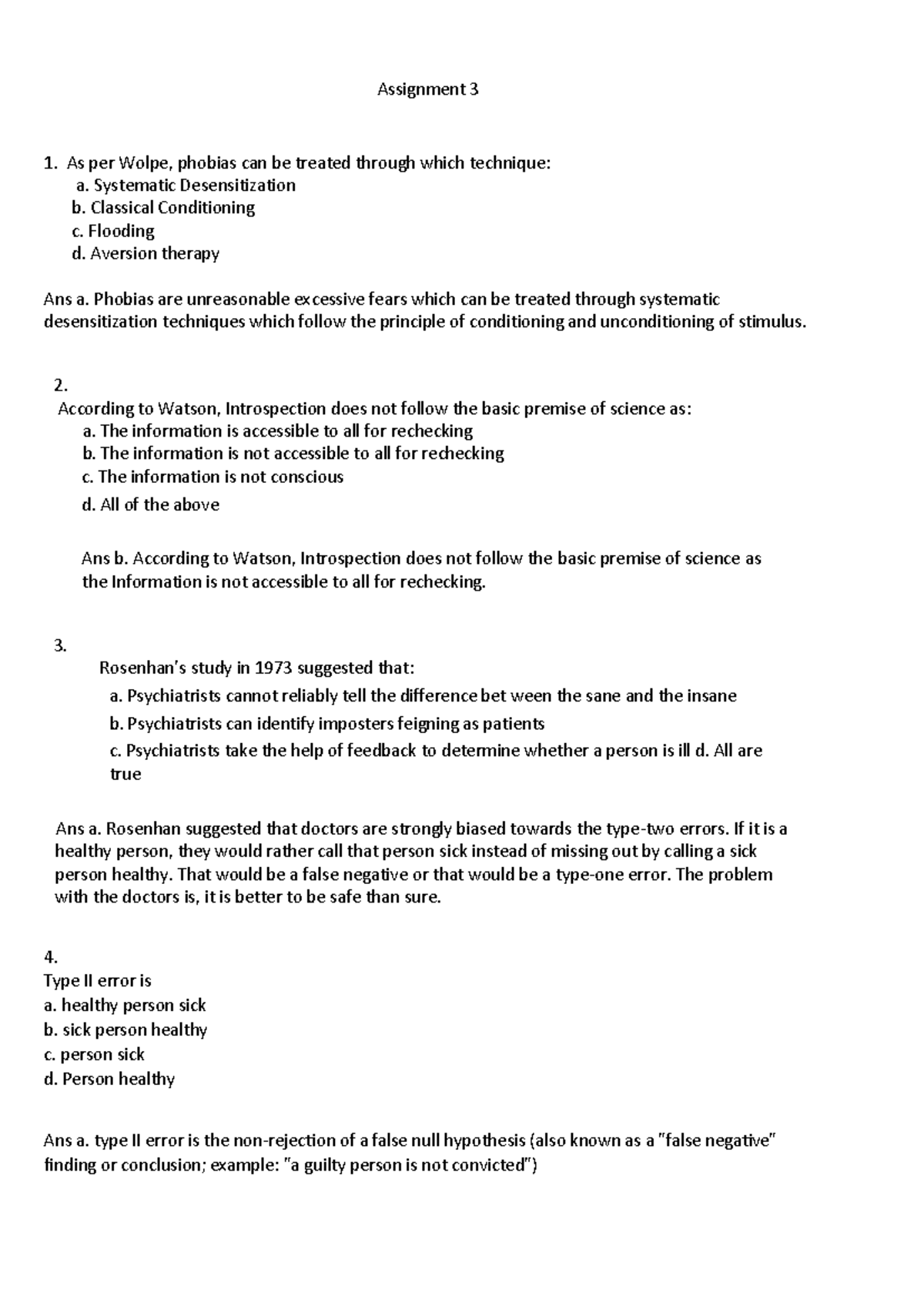 PSY 101: Assignment 3 - Key Concepts in Psychology (2024) - Studocu