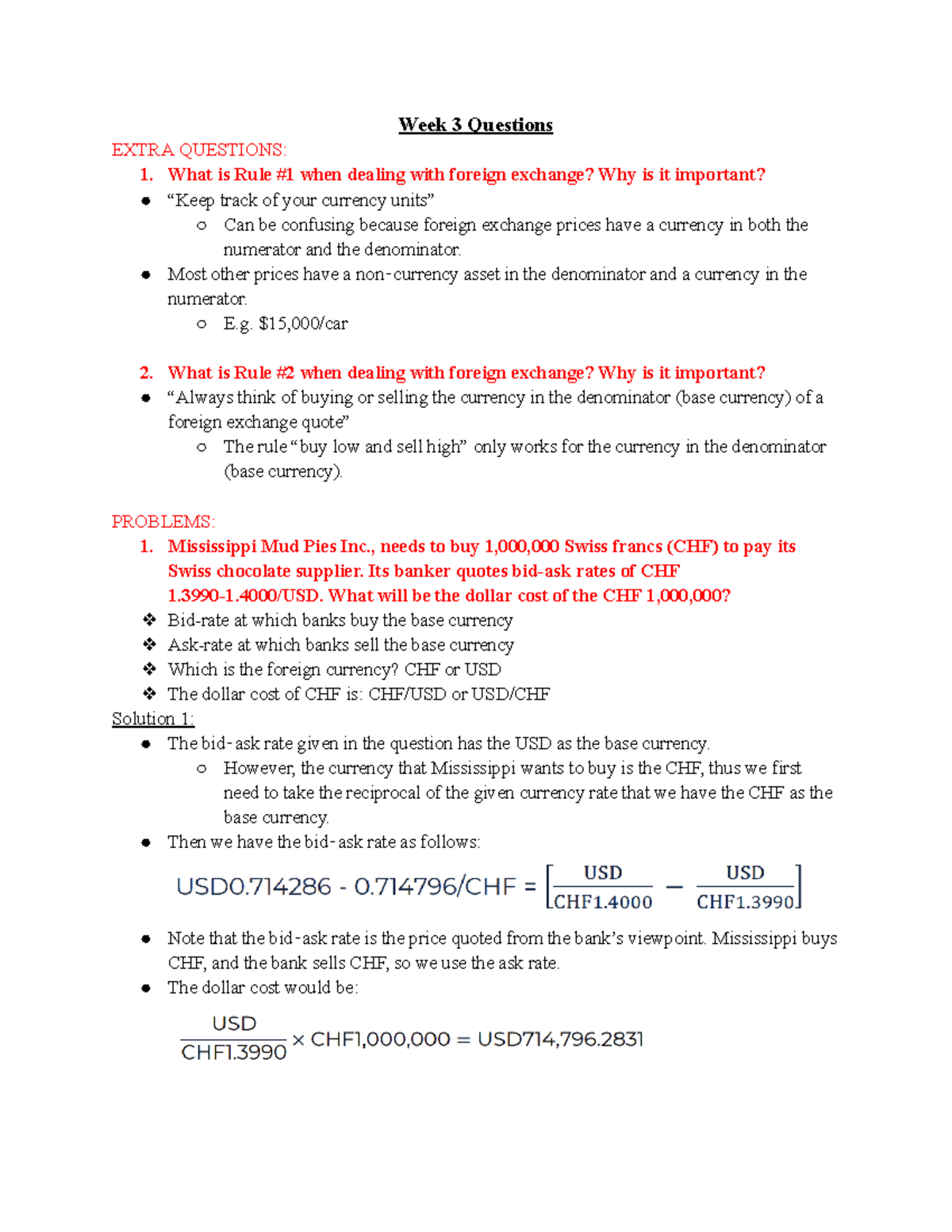 FIN241 Tutorial Questions: Foreign Exchange Concepts and Problems - Studocu