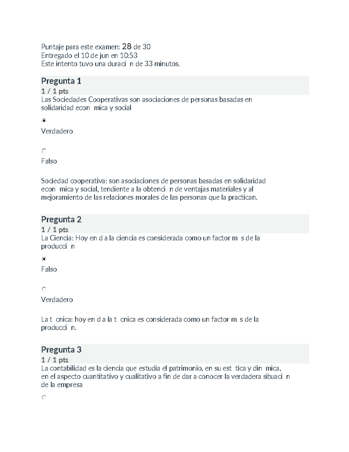 Examen Parcial I - II Contabilidad I: Resultados y Respuestas - Studocu
