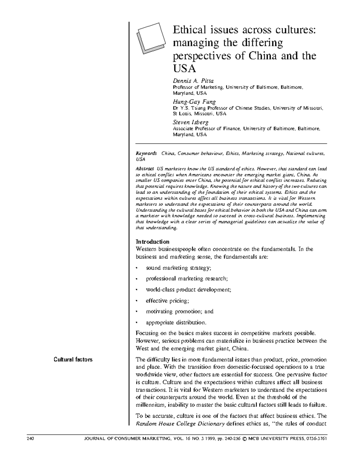Ethics and Cultural Perspectives: USA vs. China Analysis (Ethics 101 ...