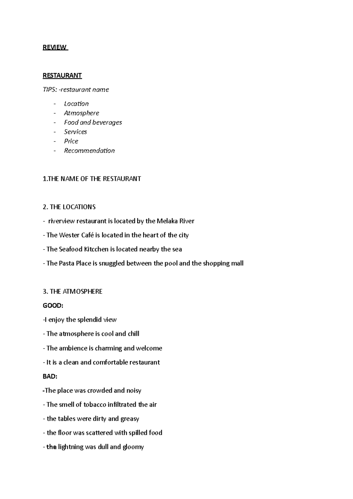 BI Essay: Review of Restaurant and Movie Insights - Studocu