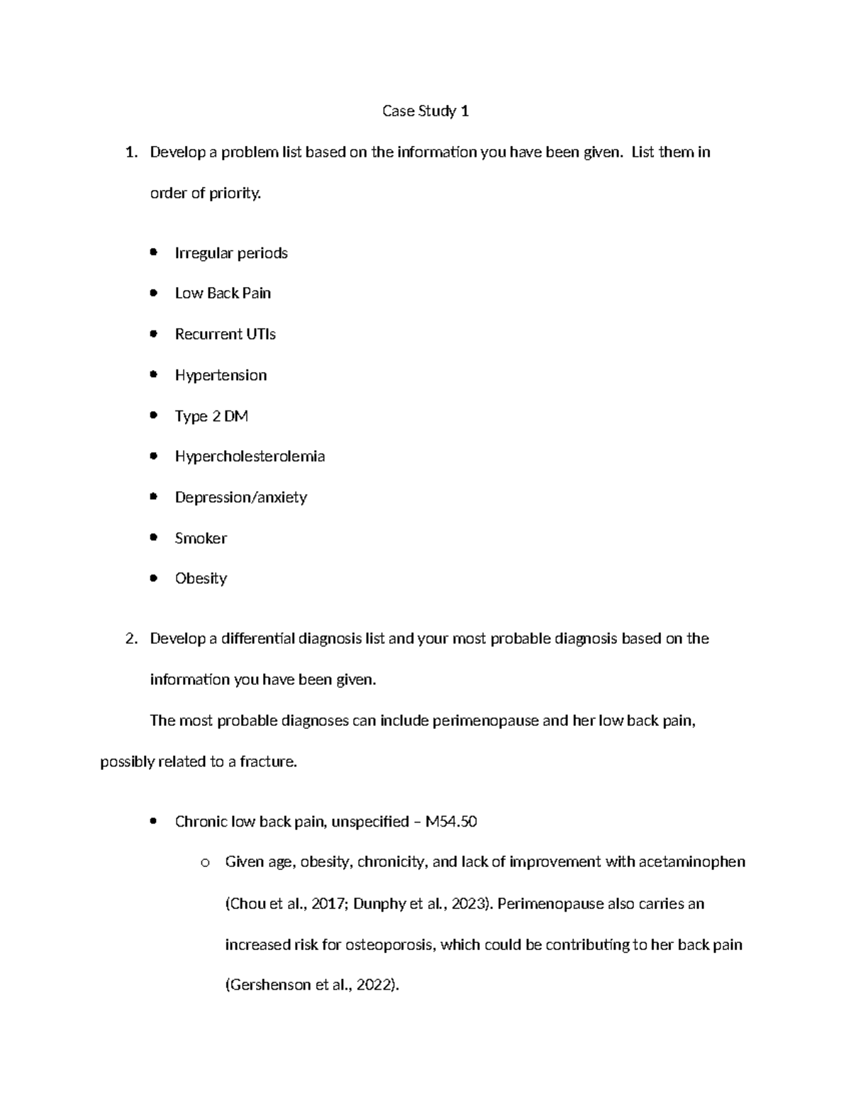 Case Study 1: Differential Diagnosis and Management Plan - Studocu
