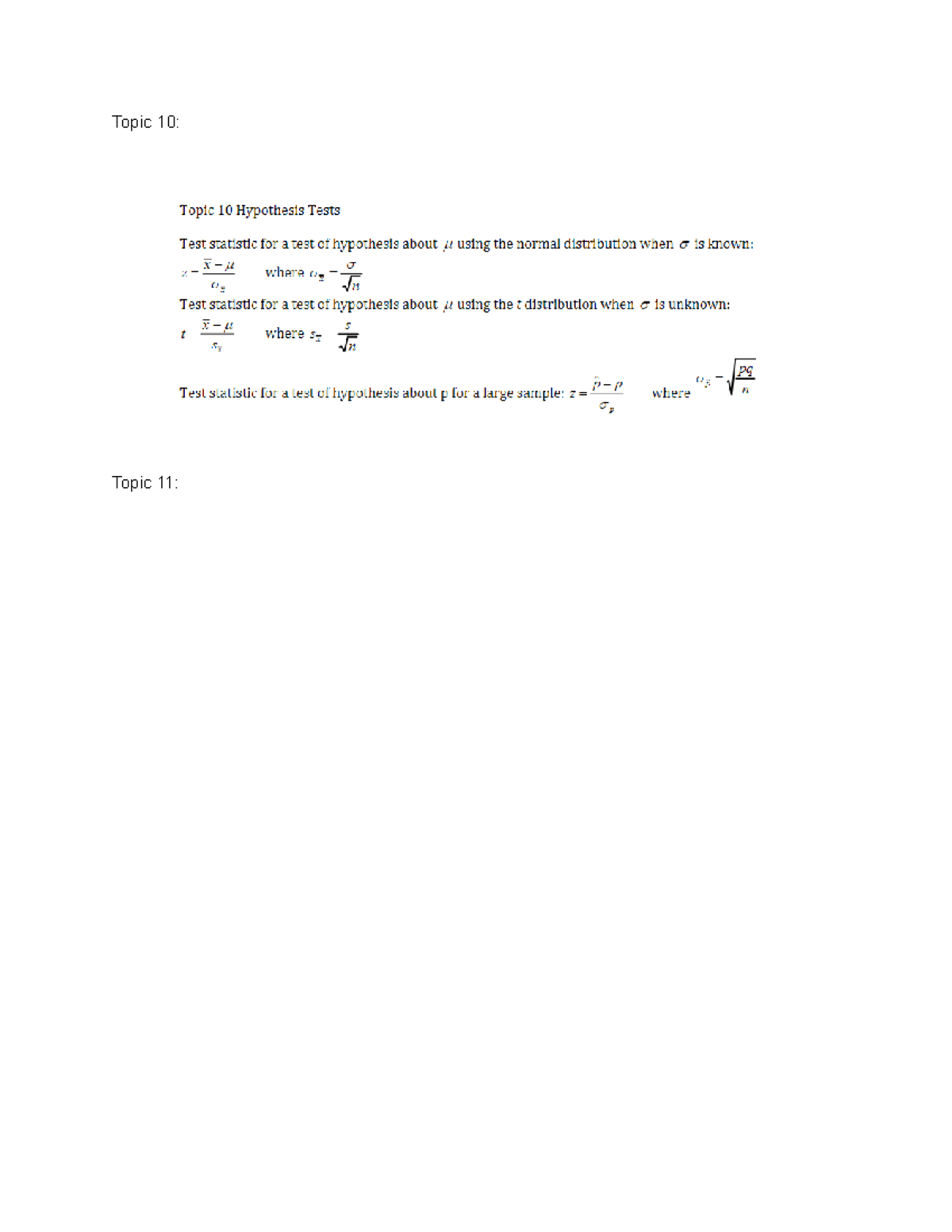 PLSC Formula Sheet: Topics 10 & 11 Overview and Key Concepts - Studocu